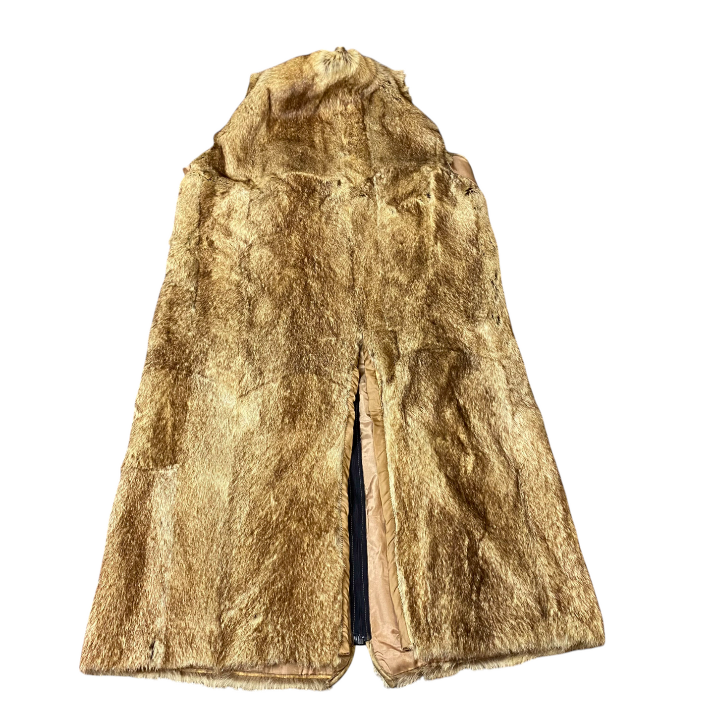 Womens Faux Fur Long Vest Medium Brown Cozy Warm Winter Sleeveless Full Zipper