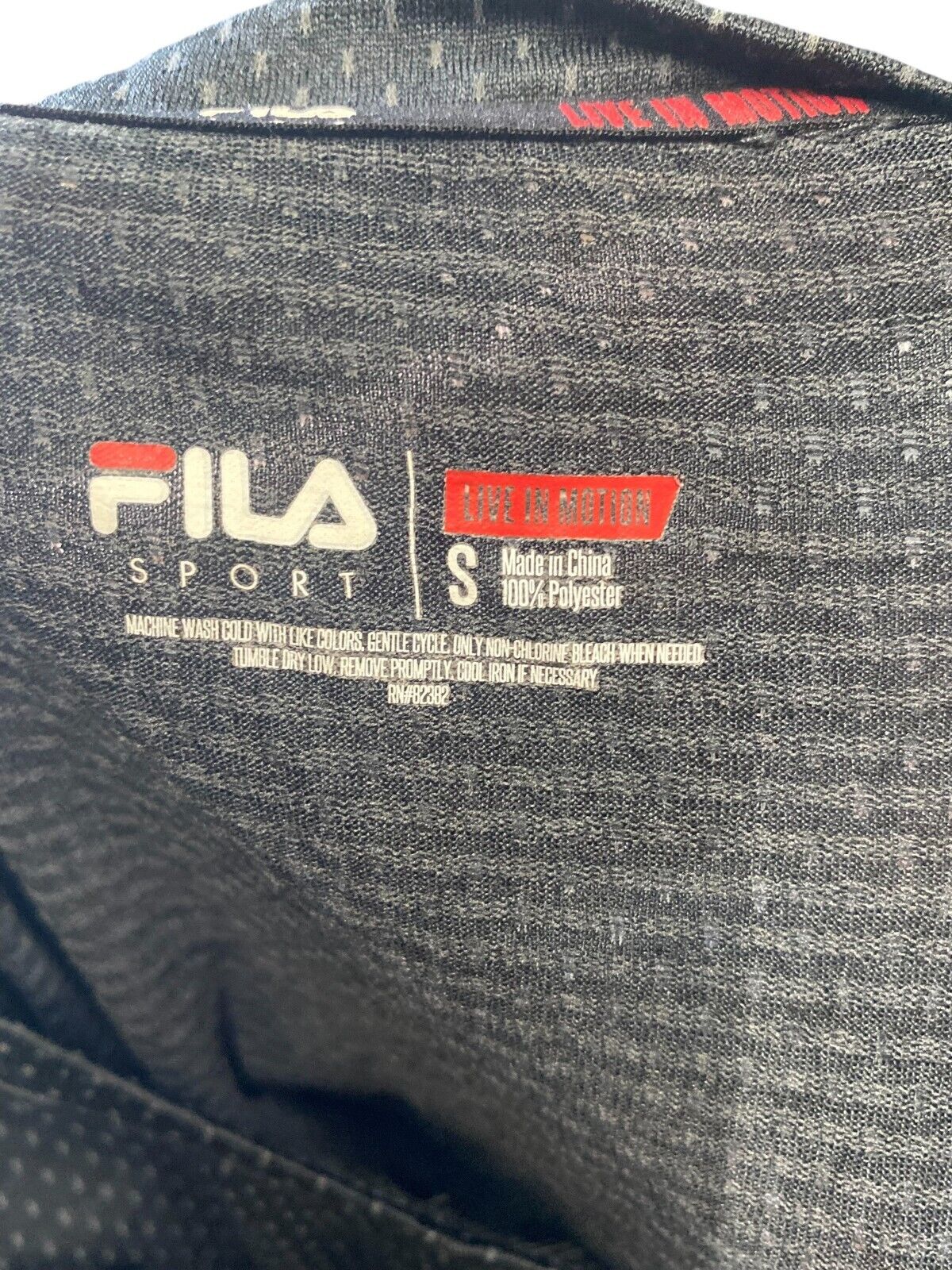 FILA T-shirt Men's S Black 100% Polyester Short Sleeve Crew Neck Sports Tee