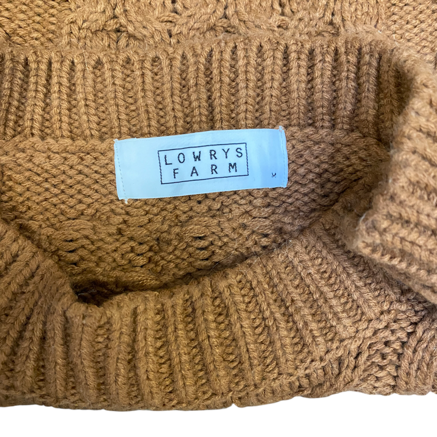 Lowrys Farm Jumper Womens Medium Bronze Cable Knit Bobble Long Sleeve Crewneck