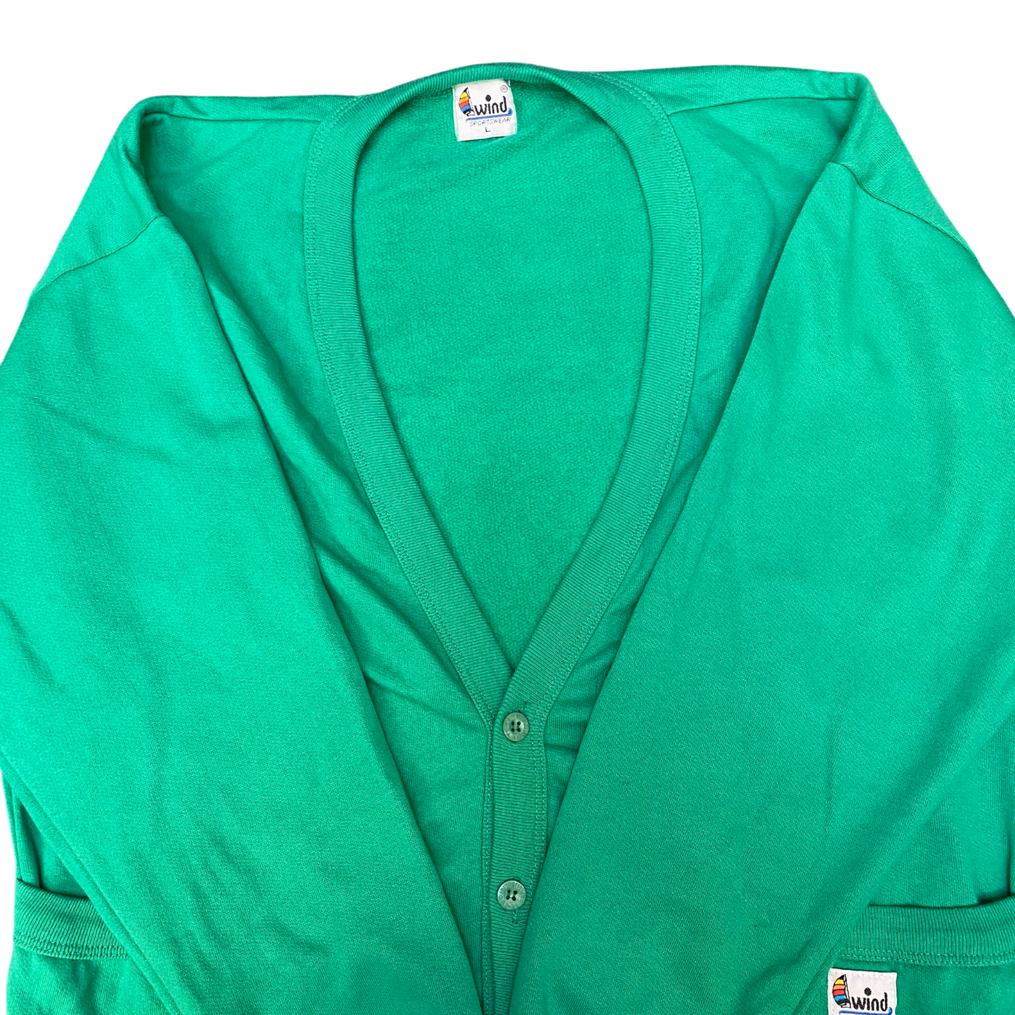 Wind Sportswear Cardigan Jumper Womens Large Green Long Sleeve Button Front