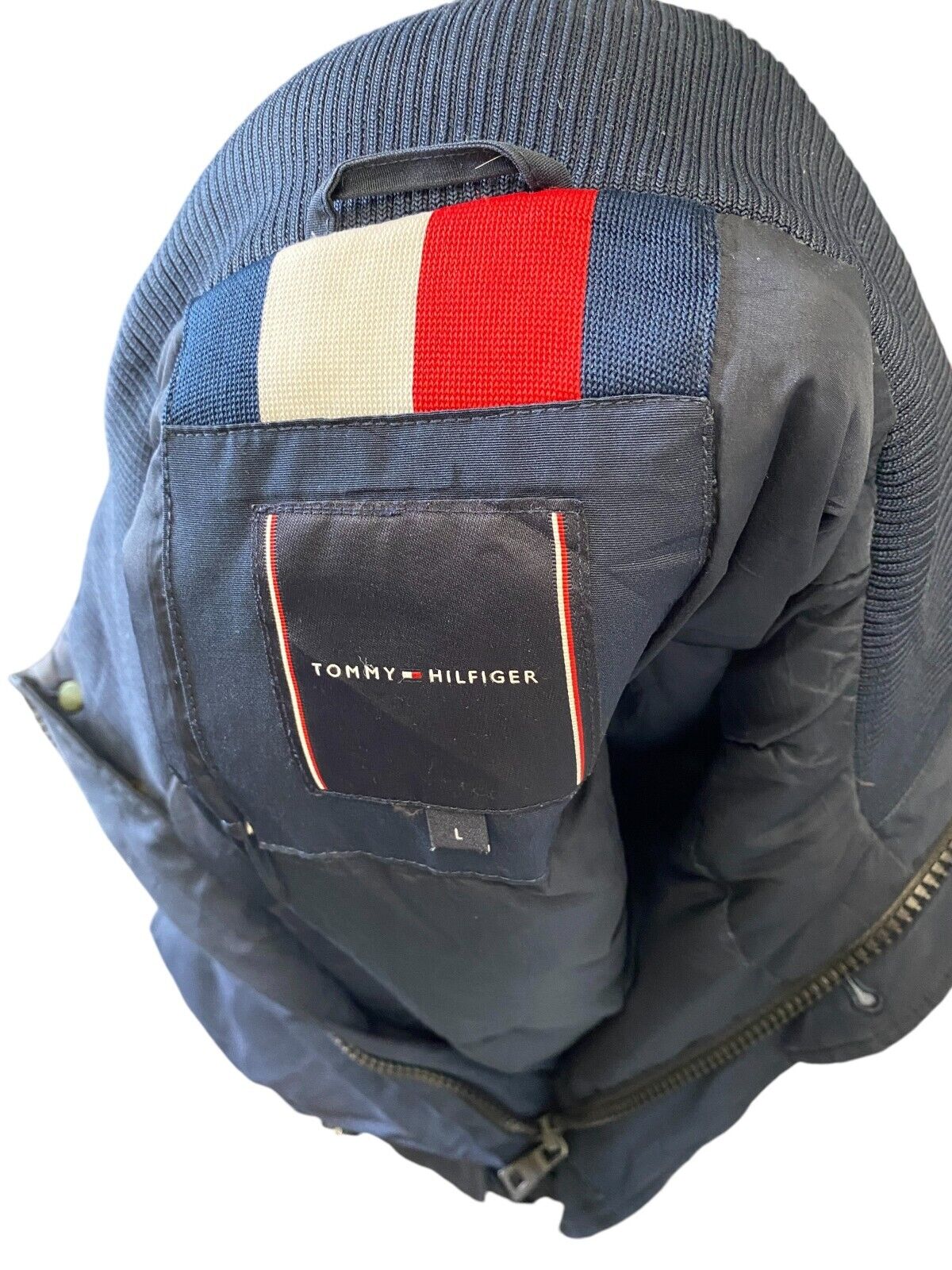 Tommy Hilfiger windbreaker Jacket Women's L Navy Long Sleeve Athletic Outdoor