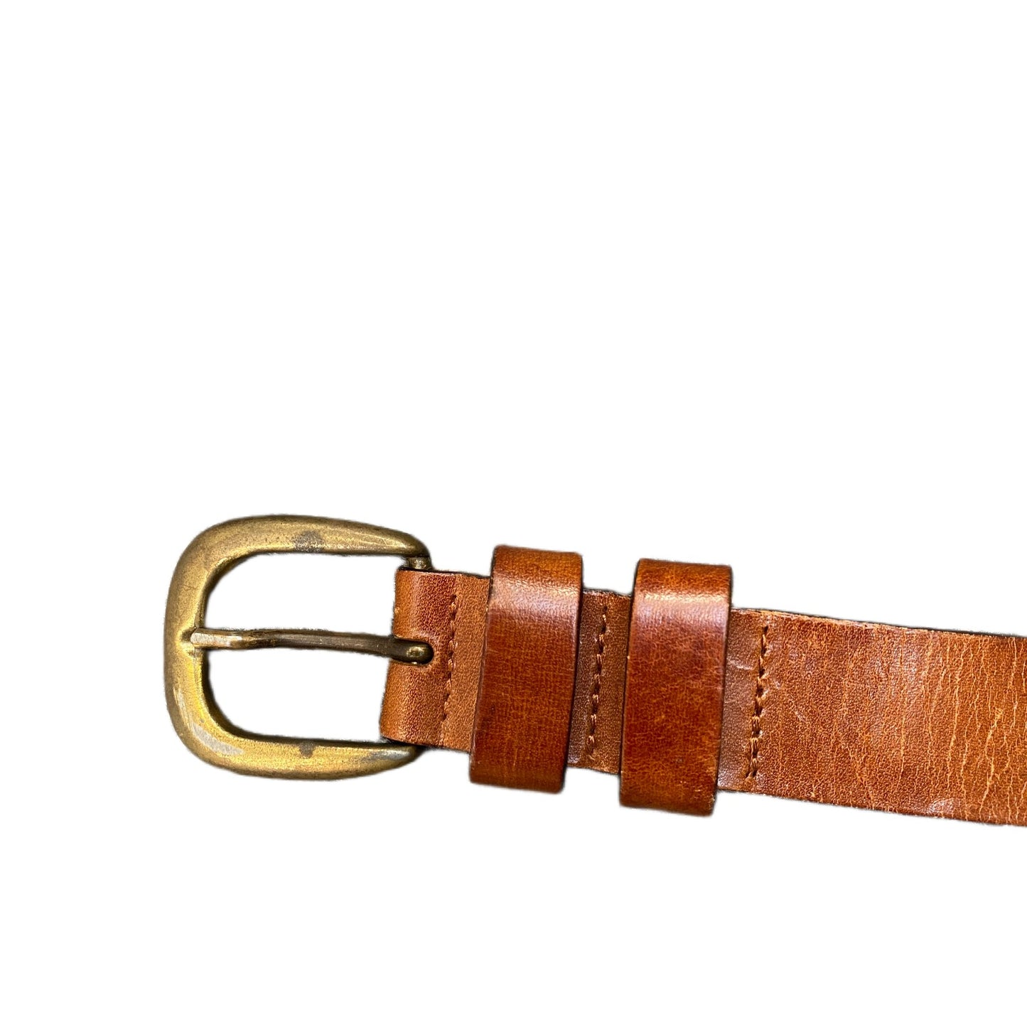 Waist Belt Mens Brown Leather Adjustable Classic Brass Pin Buckle 43 Inches