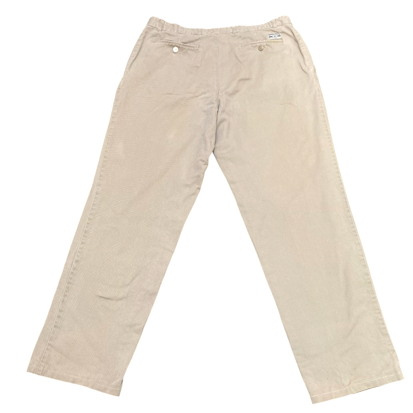 Trousers Men's XL Beige Straight Fit Casual Pleated Slash Pockets Workwear