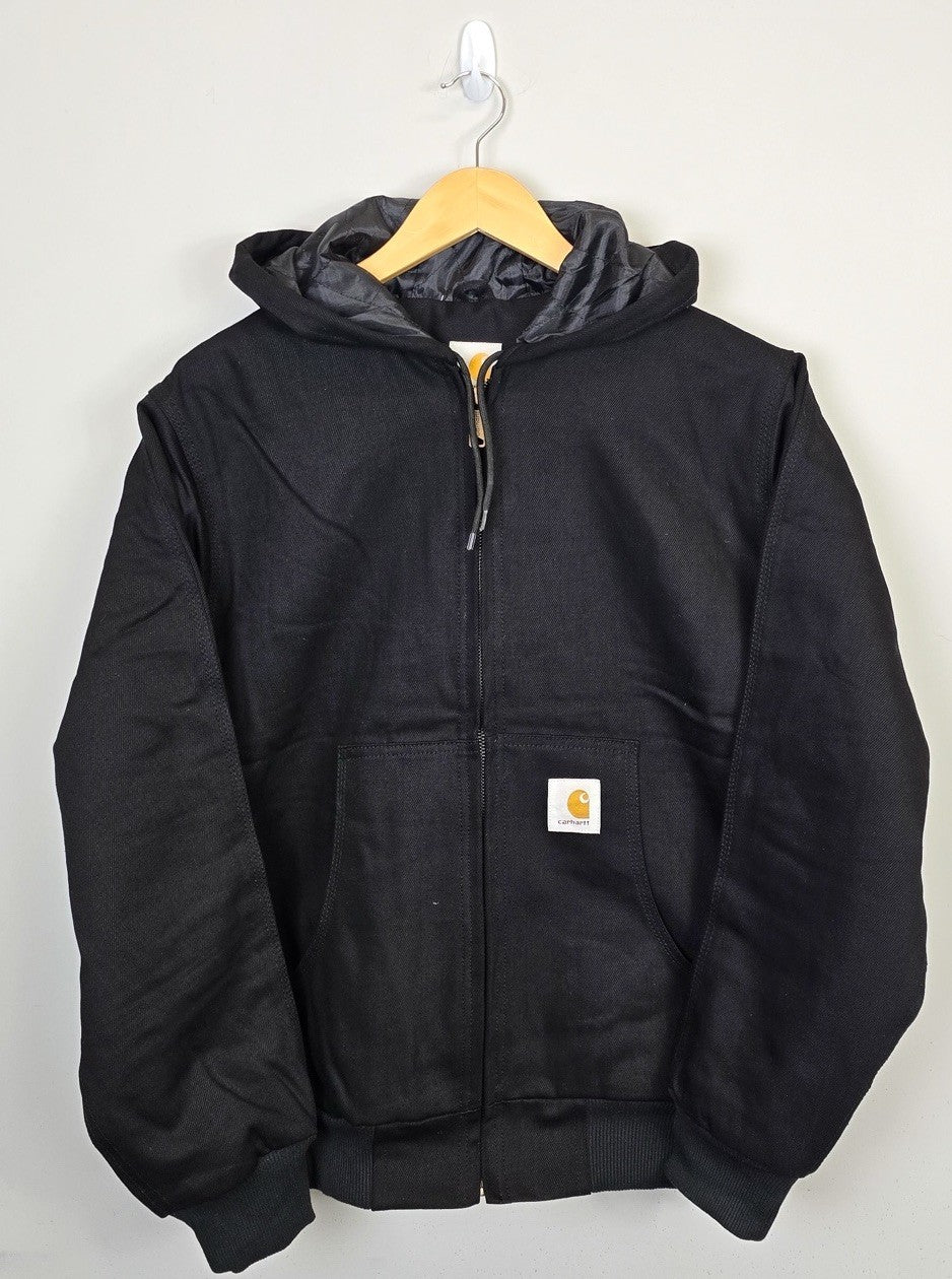 Carhartt Reworked Jacket Men's Black Long Sleeve Hooded Full Zip (Size
