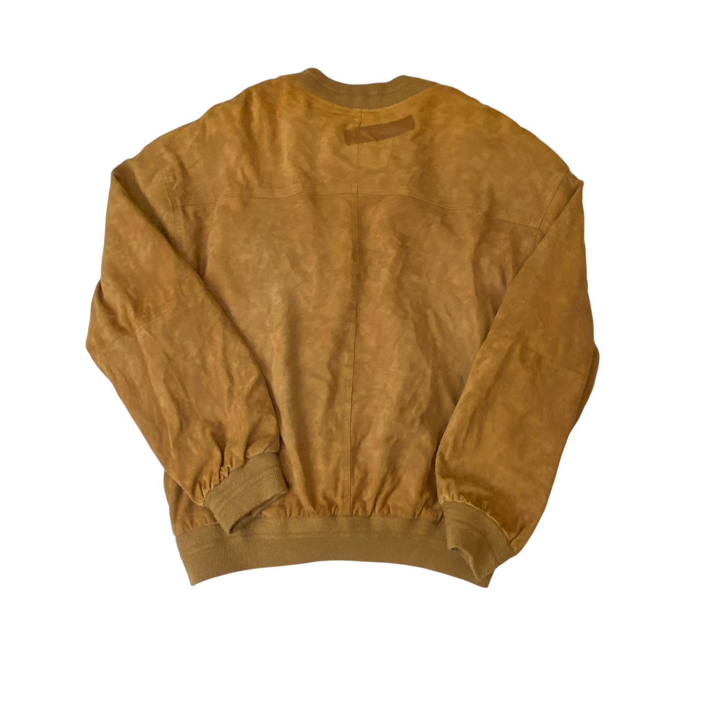 Classic Bomber Jacket Mens Large Brown Suede Leather Long Sleeve Full Zipper