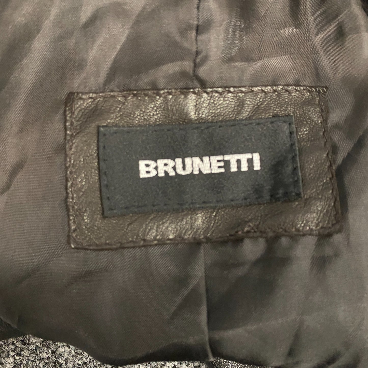 Brunetti Faux Leather Blazer Jacket Womens L Black Notch Lapel Single Breasted