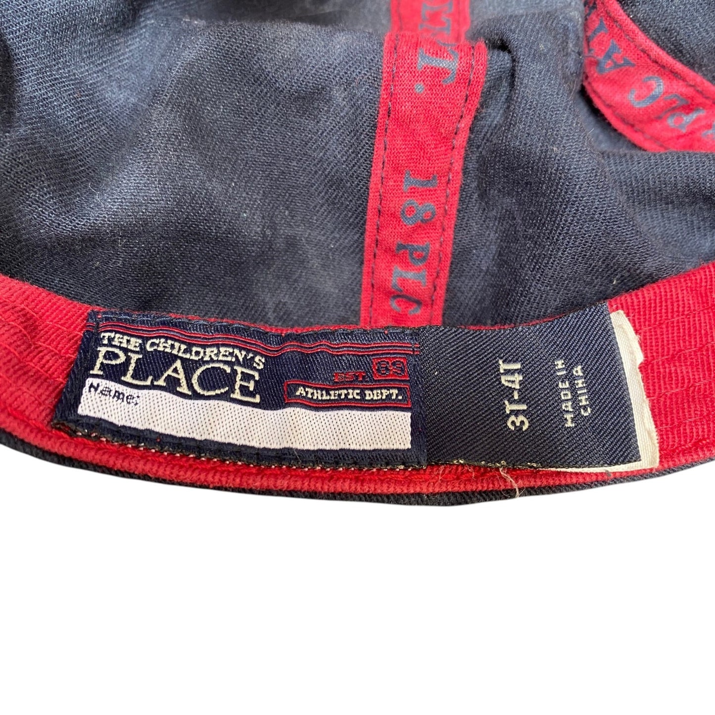PLC The Athletic Baseball Cap Unisex Kids 3T-4T Red Black Adjustable Embroidered