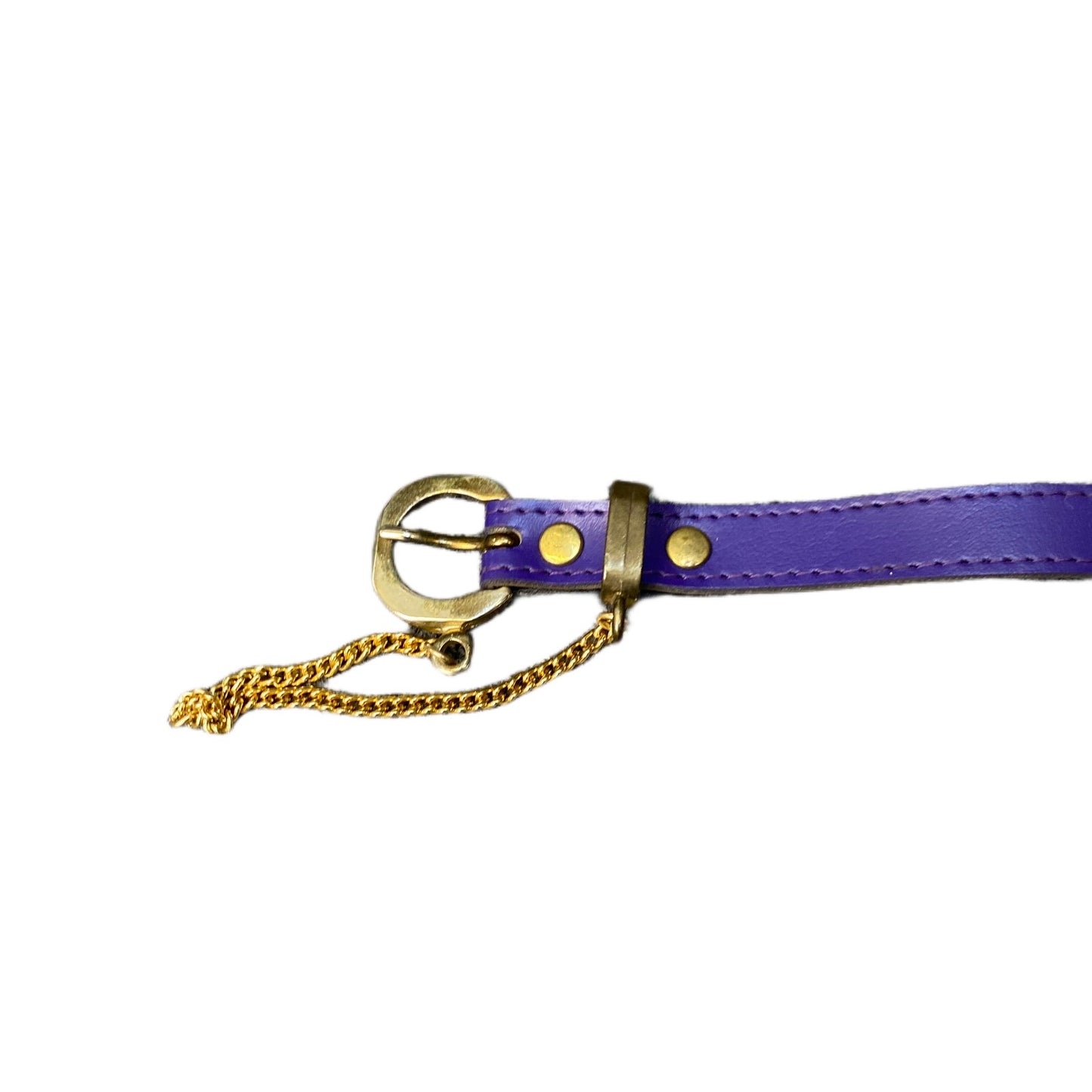 Waist Belt Womens Purple Leather Brass Gold Tone Chain Loop Buckle 36.5 Inches