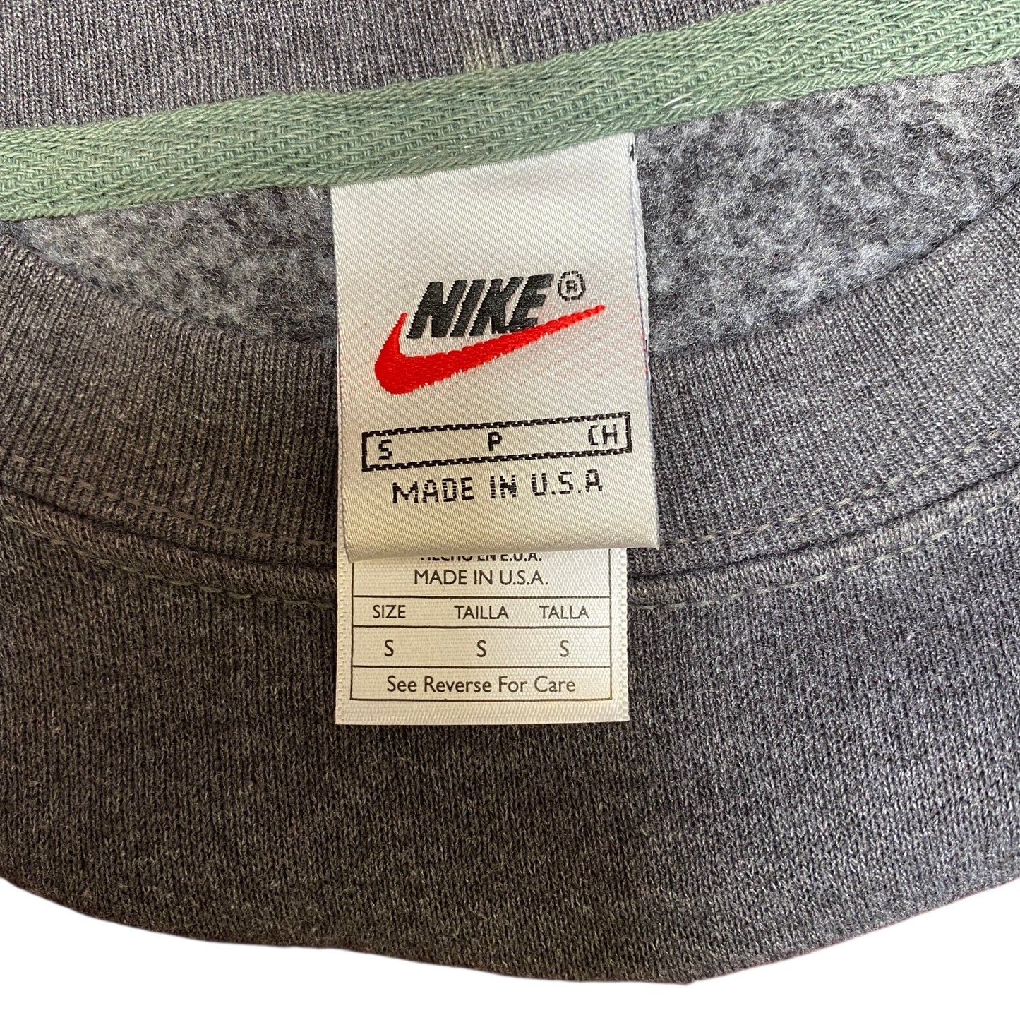 Nike Reworked Sweatshirt Mens S Red Grey Embroidered Spellout Logo Vintage Y2K