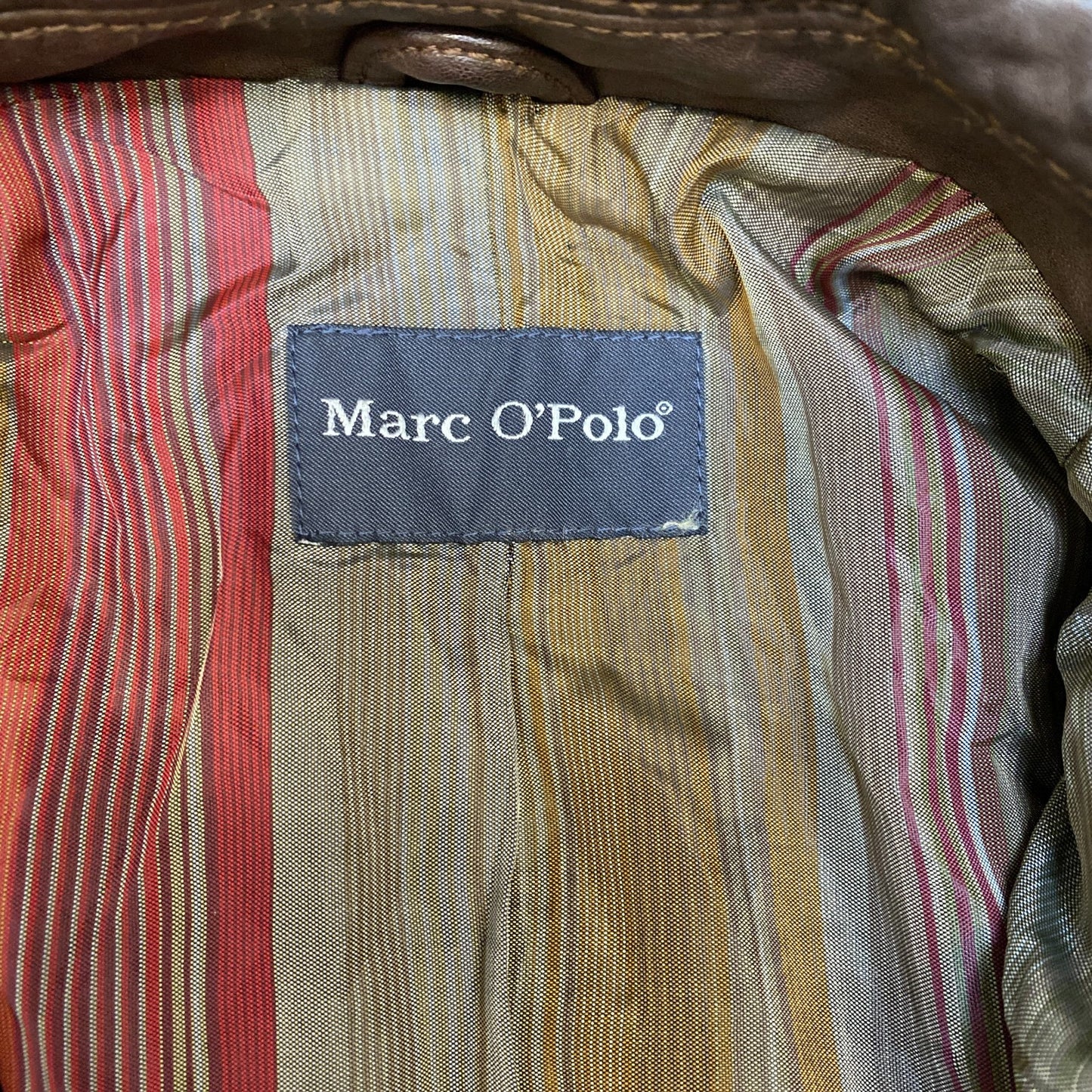 Marc O'Polo Leather Blazer Jacket Women Medium Brown Notch Lapel Single Breasted