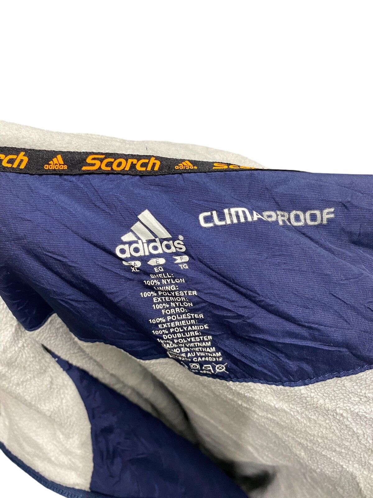 Adidas Scorch Windbreaker Jacket Men's XL Blue Climaproof Midshipman Full Zipper