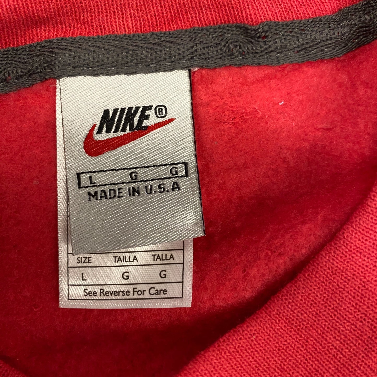Nike Reworked Sweatshirt Mens L Red Green Embroidered Spellout Logo Vintage Y2K