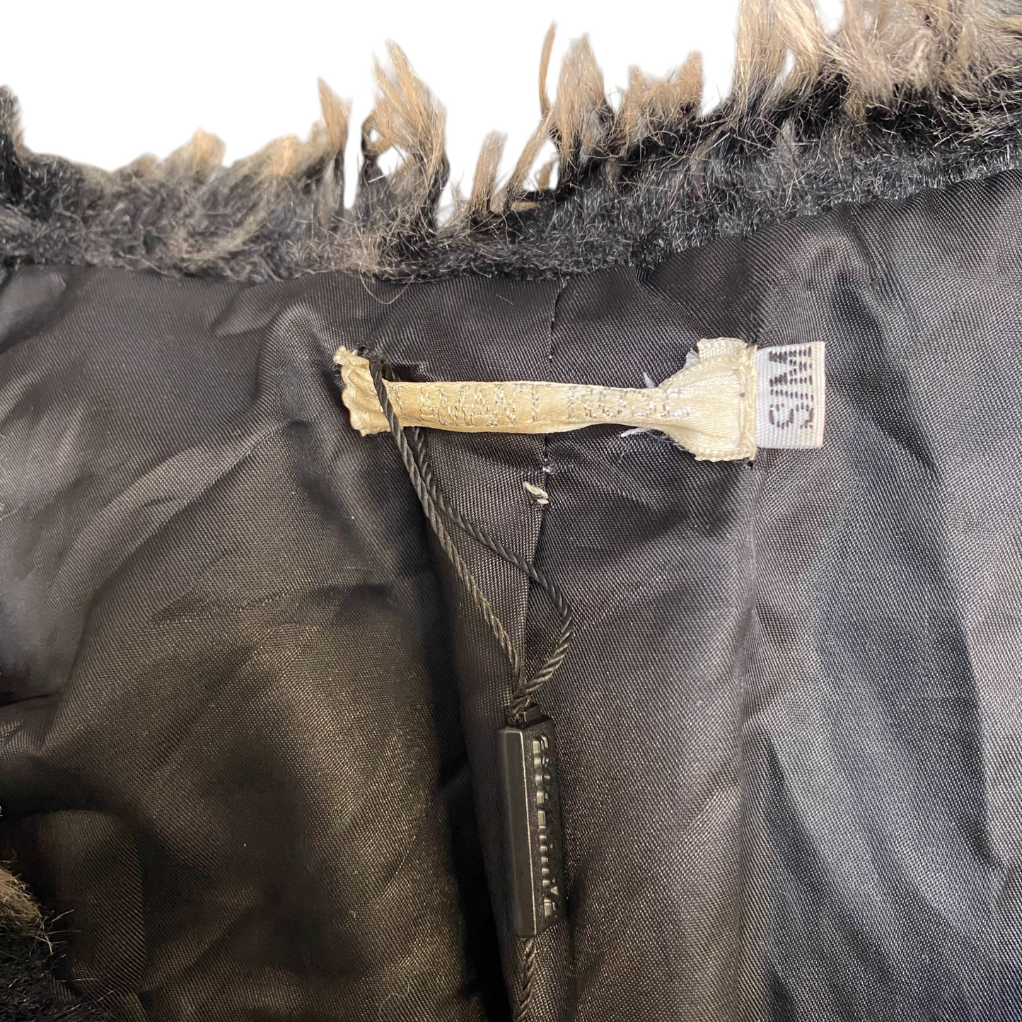 Flamant Rose Faux Fur Jackets Womens S/M Black Beige Long Sleeve Open Front