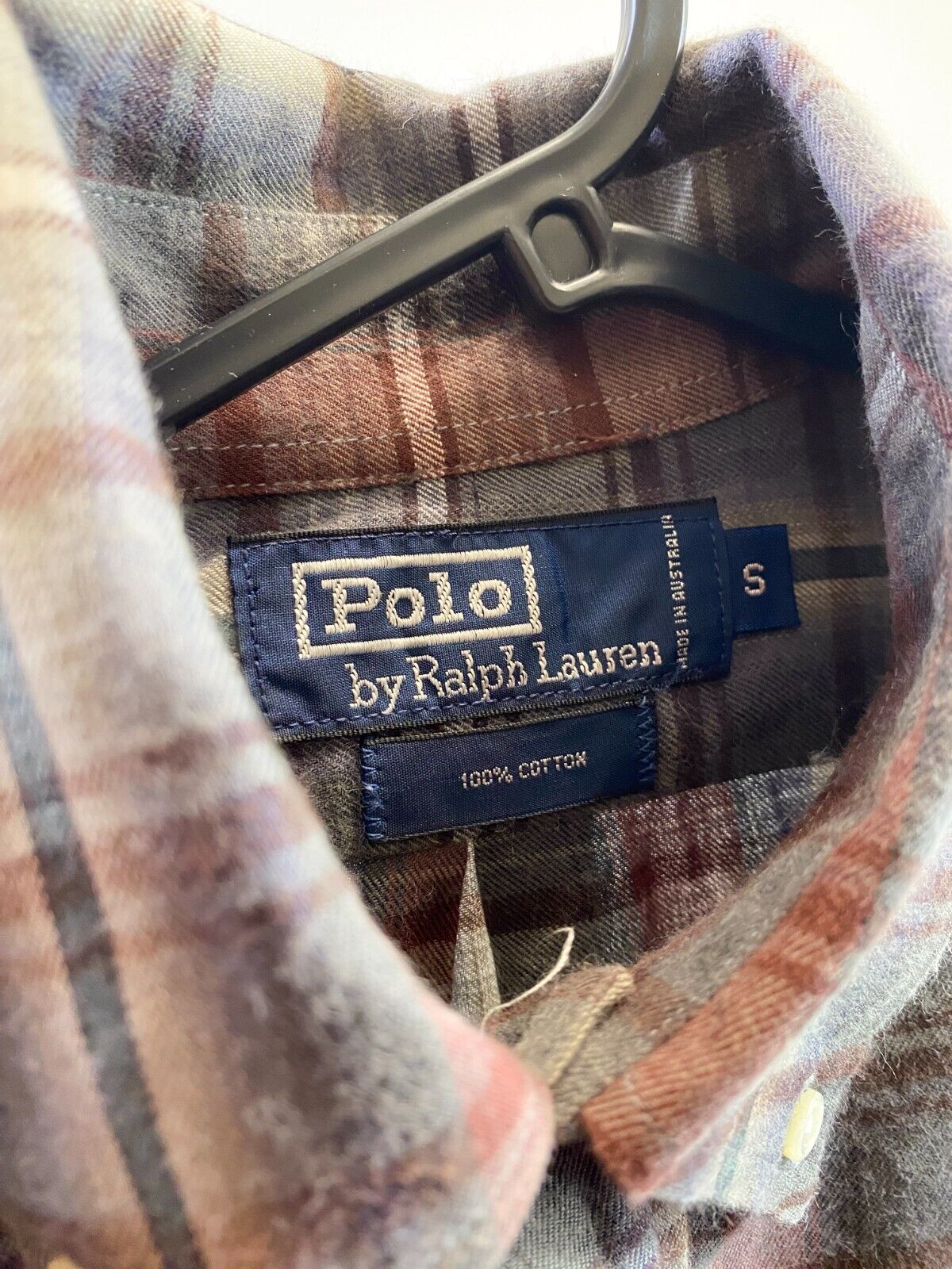 Polo Ralph Lauren Shirt Mens S Burgundy Checkered Cotton Long Sleeve Button-Down