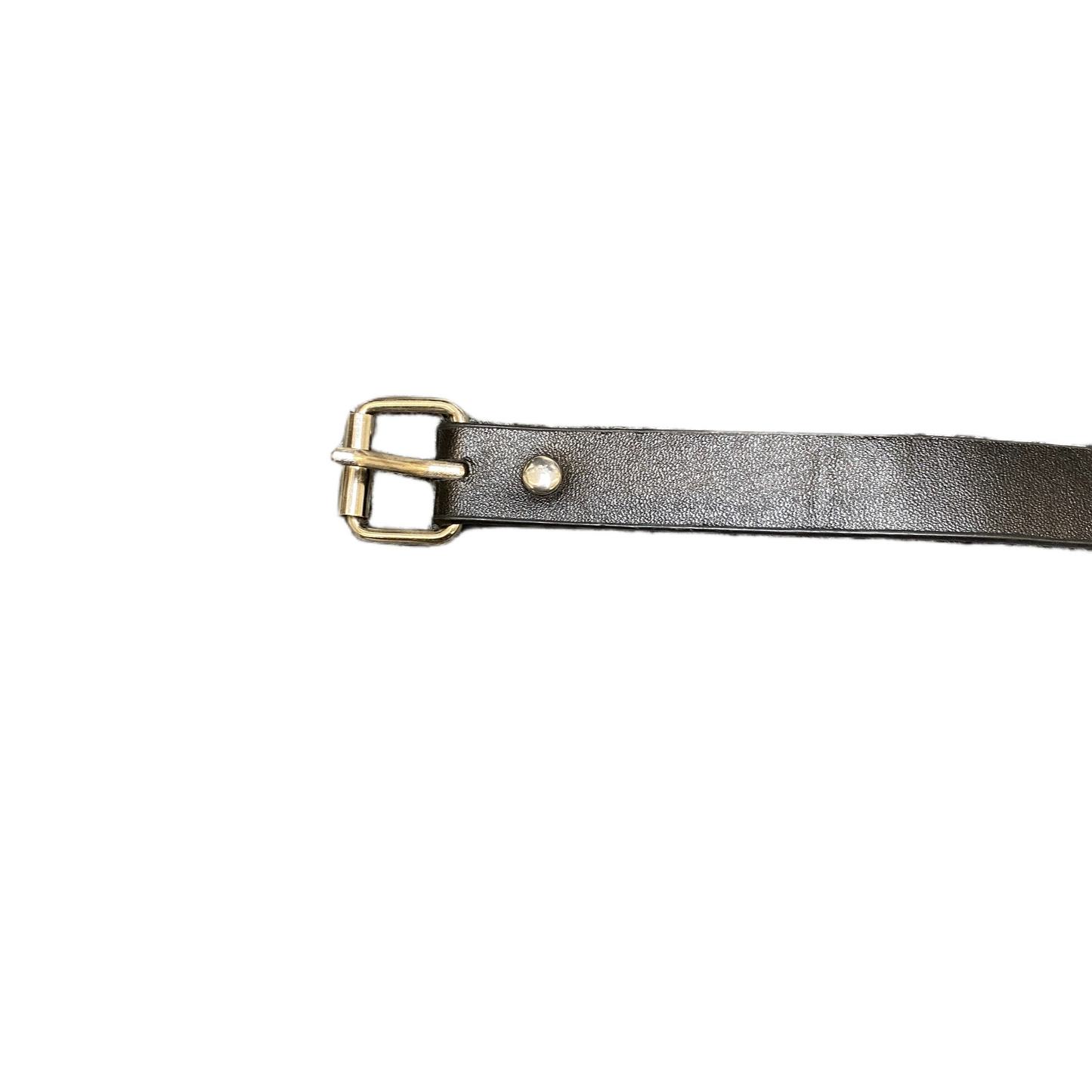 Mens Waist Belt Black Leather Adjustable Stainless Steel Buckle Size 23 inches