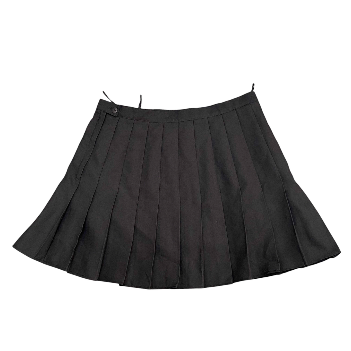 A-Line Mini Skirt Womens L Black Lined Pleated Comfort Waist Side Zip Outdoor