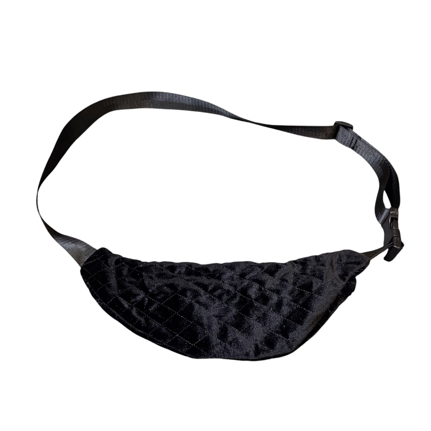 Unisex Waist Fanny Pack Bum Bag Black Quilted Adjustable Nylon Strap Zipper