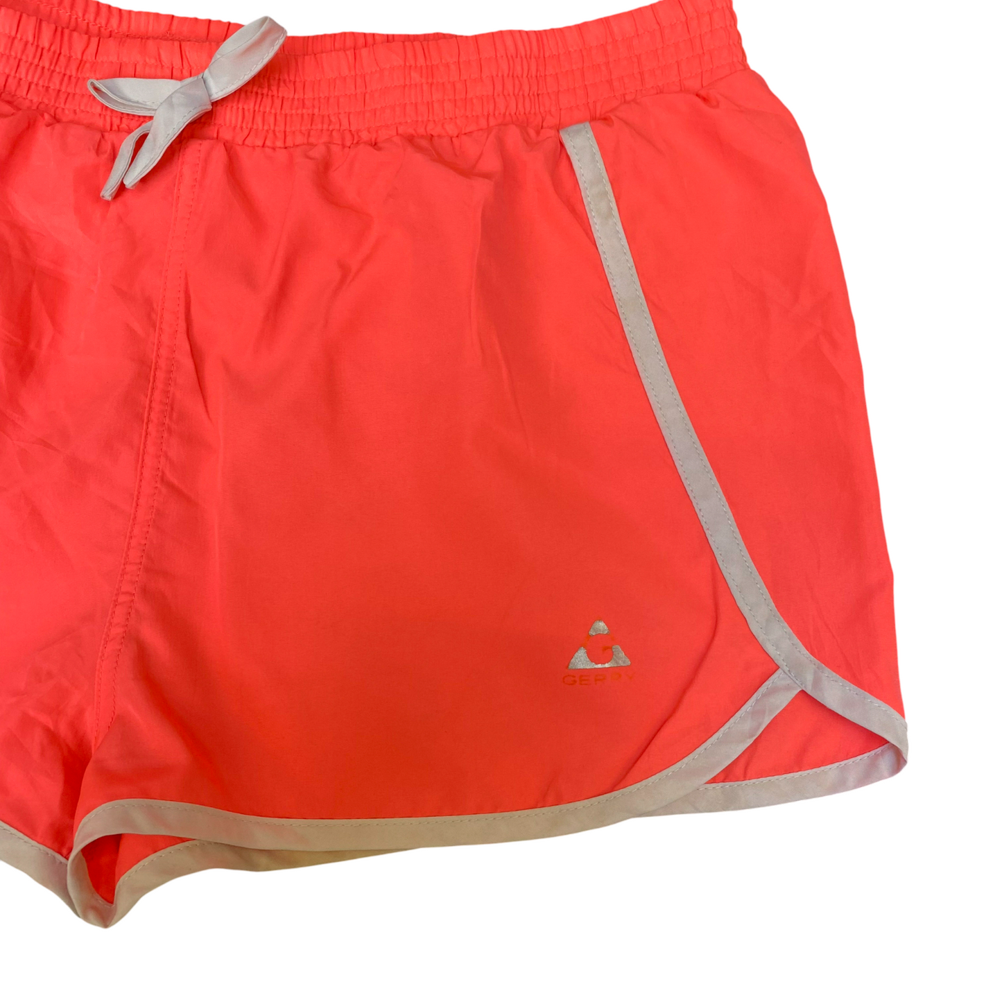 Running Sprinter Shorts Womens Medium Coral Drawstring Elastic Waist Dolphin Hem
