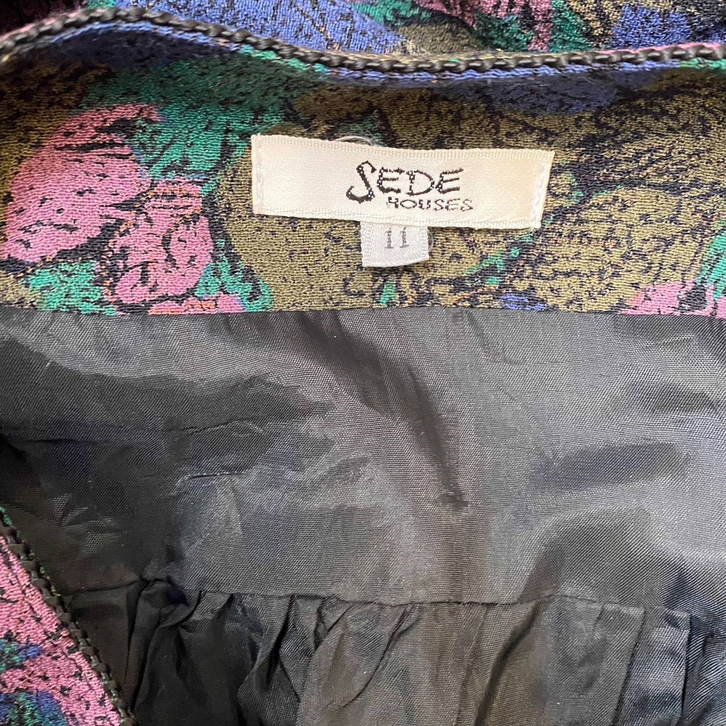 Sede Houses Maxi Dress Womens S Green Floral Square Neck Button Front Pleated