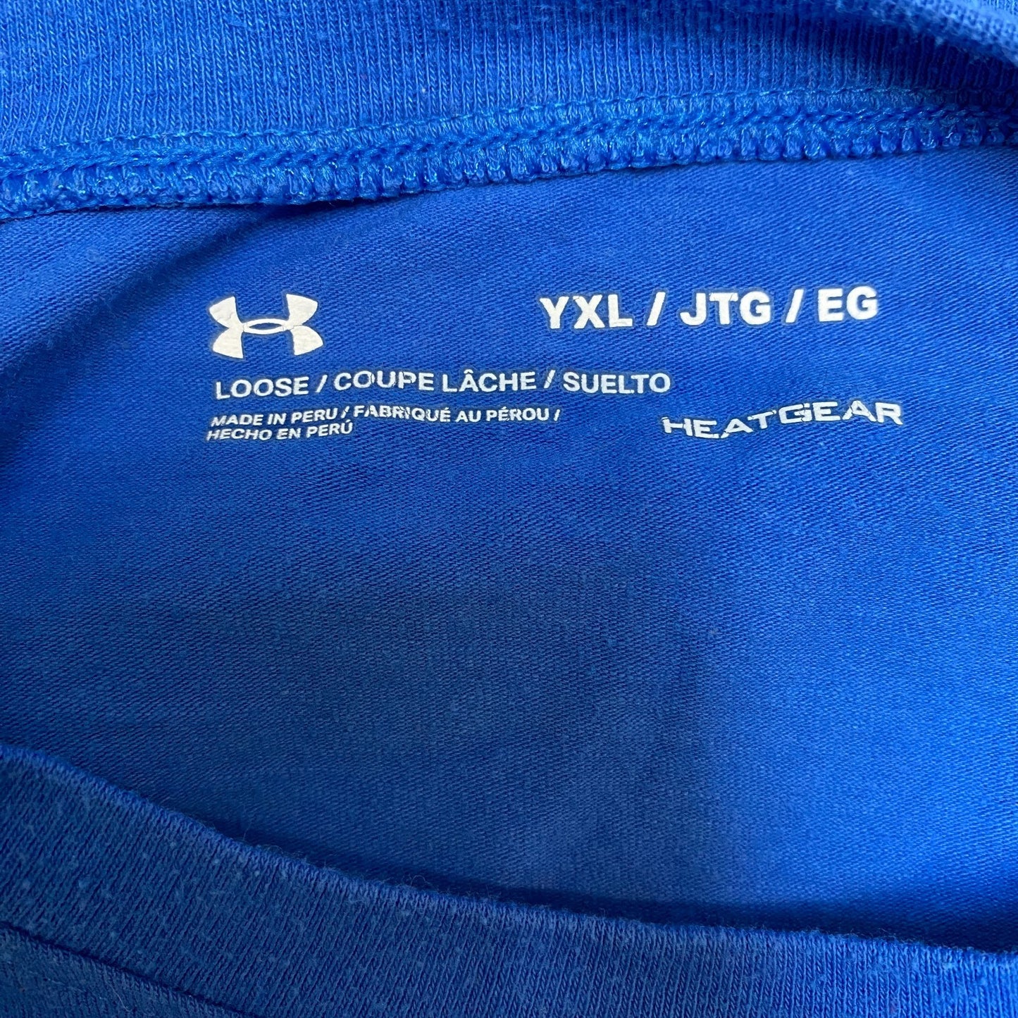 Under Armour Baseball T-Shirt Boys XL Blue Loose Fit HeatGear Short Sleeve Tee