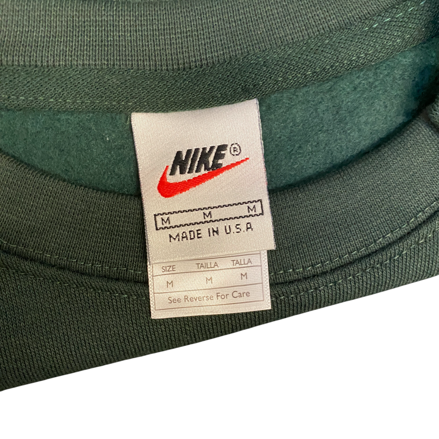 Nike Reworked Sweatshirt Mens Medium Green Embroidered Spellout Logo Vintage Y2K