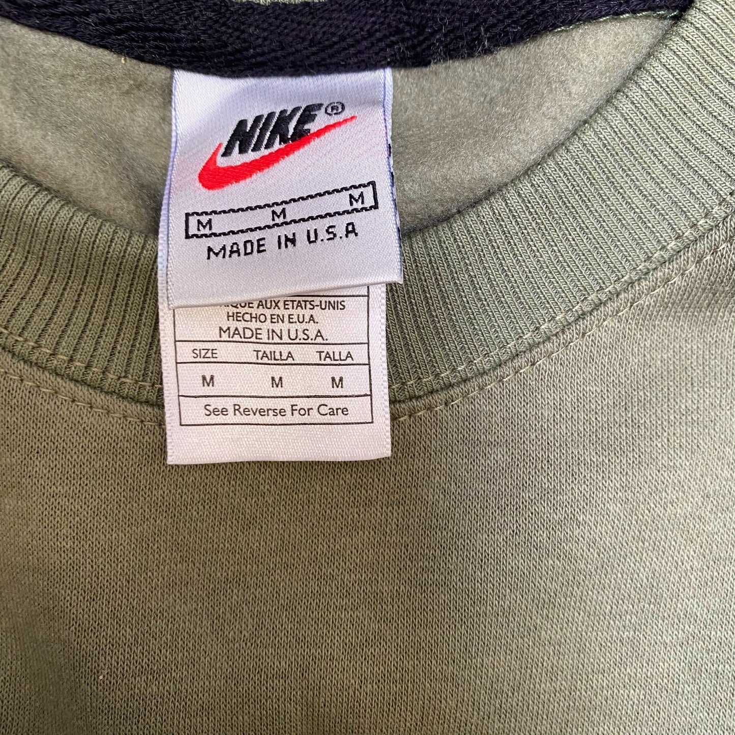 Nike Sweatshirt Mens M Green Embroidered Spell Out Logo Crew Neck Long Sleeve