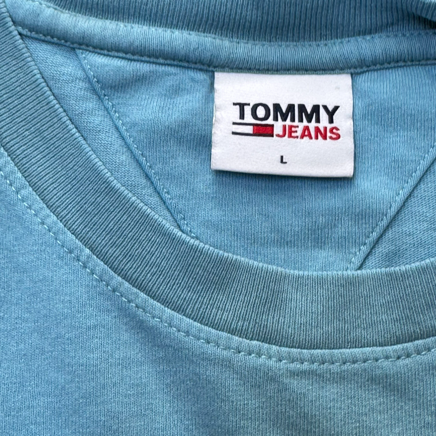 Tommy Hilfiger T Shirt Womens Large Blue Classic Logo Short Sleeve Regular Fit