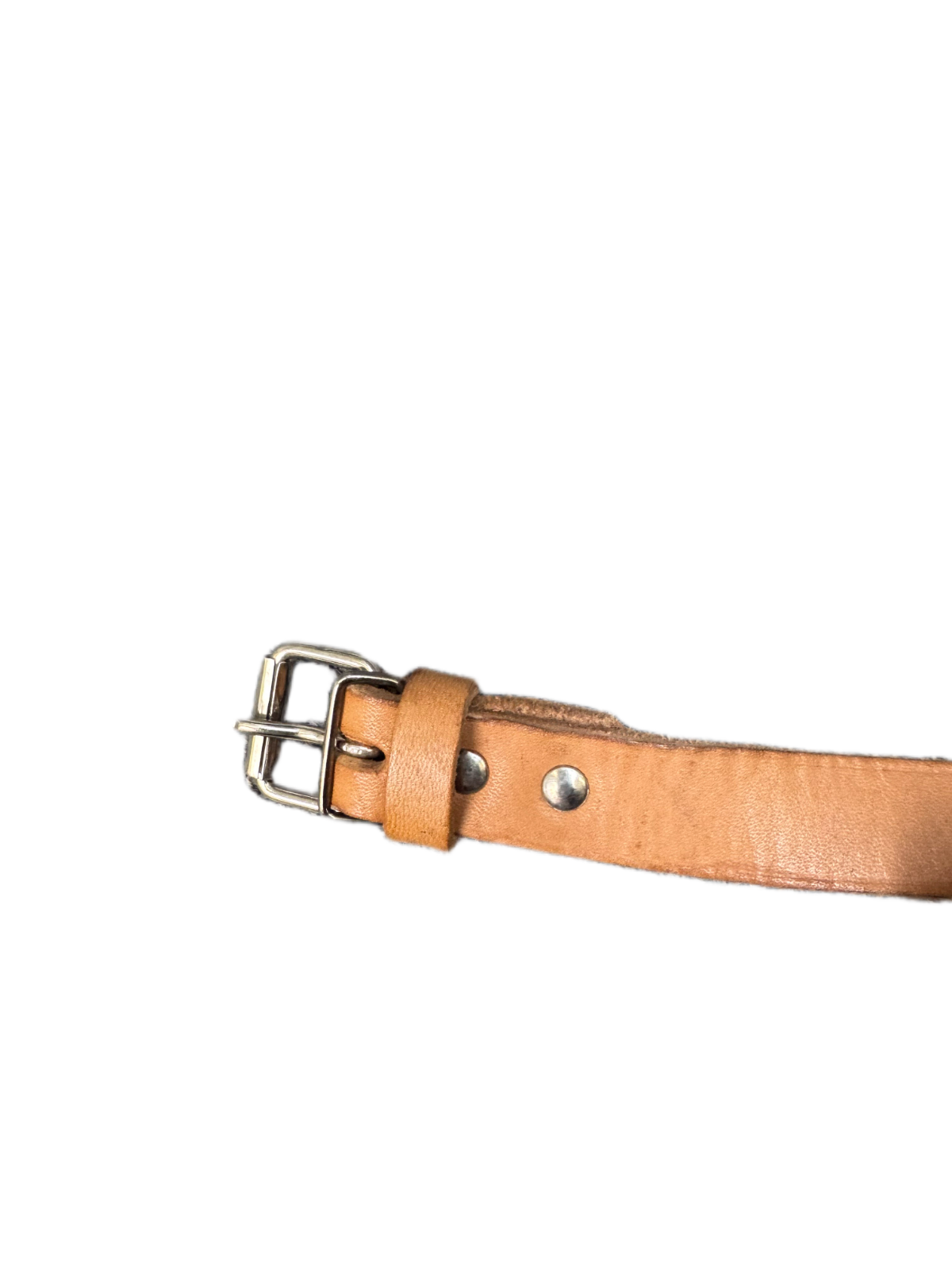 Waist Belt Mens Tan Leather Adjustable Silver Roller Pin Buckle 62.5 inches