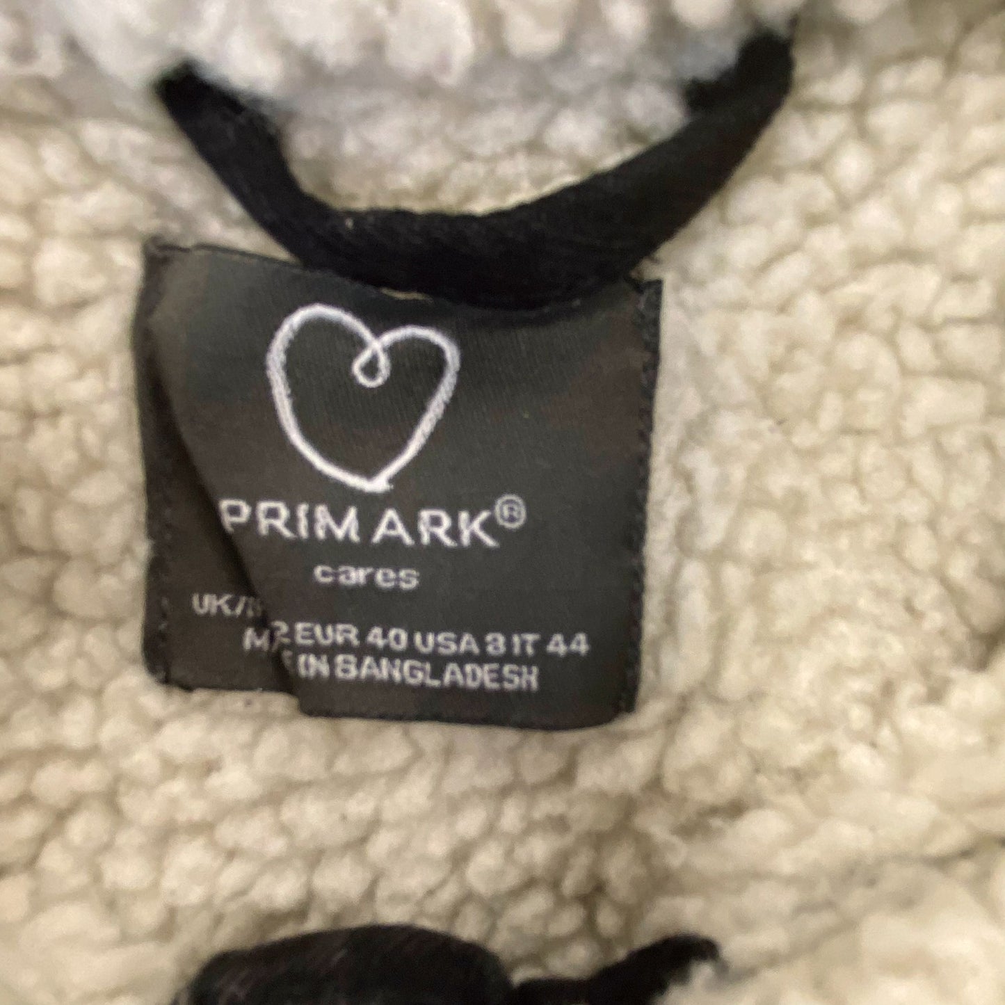 Primark Trucker Jacket Womens Medium Black Sherpa Lined Collared Button Front