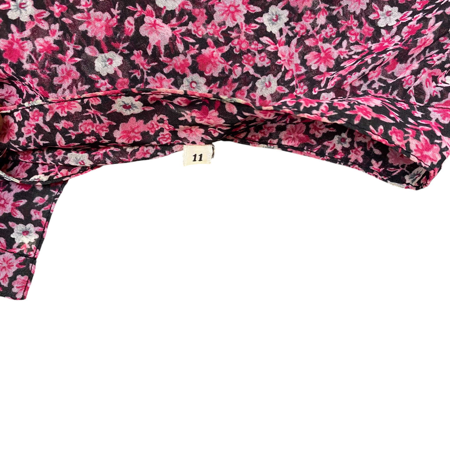 Shirt Top Womens M Pink Ditsy Floral Linen Long Sleeve Button Down Outdoor
