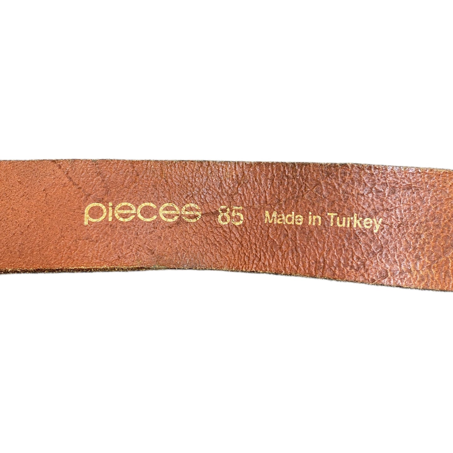 Pieces Waist Belt Mens Brown Leather Adjustable Brass Square Buckle 37.5 Inches
