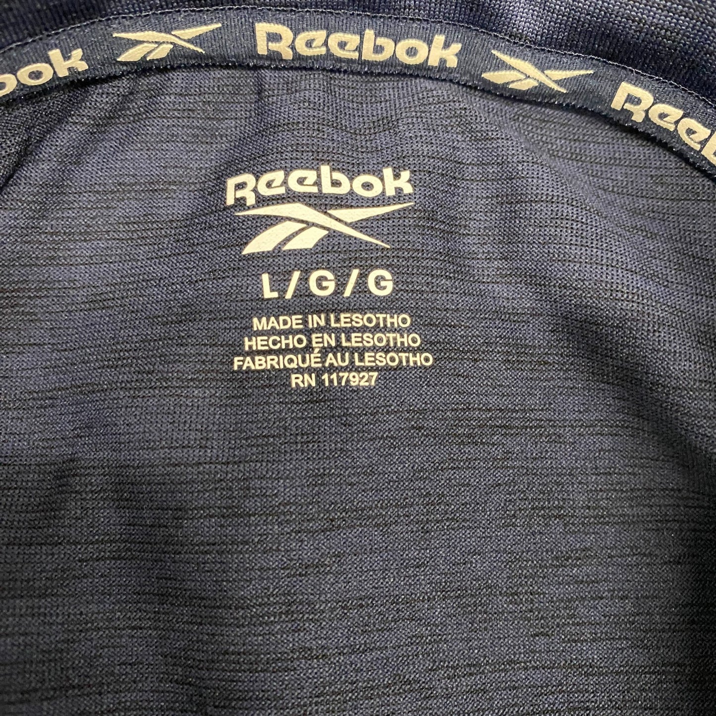 Reebok Training Tech T-Shirt Fits as Mens L Navy Short Sleeve Crew Neck