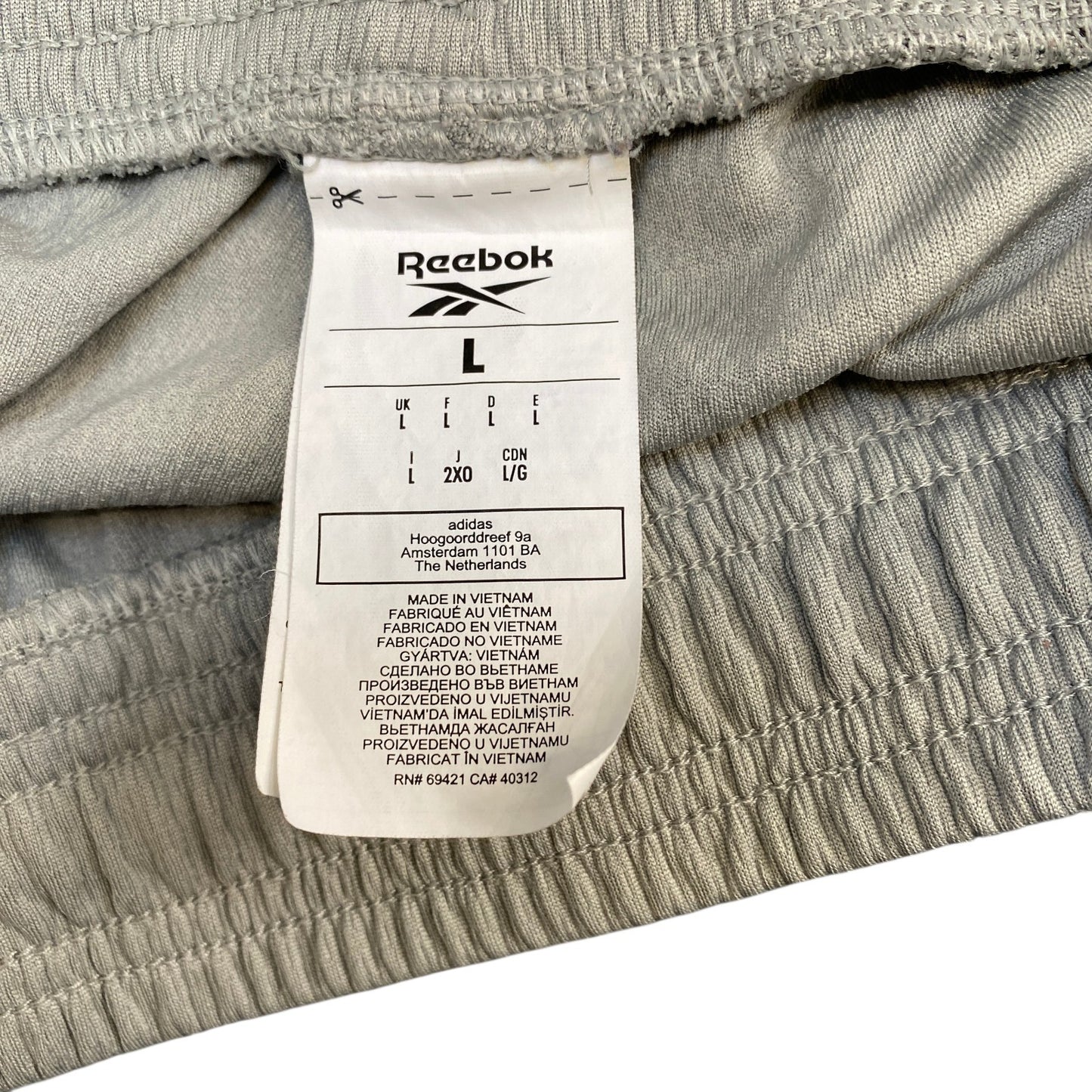 Reebok Track Pants Fits as Womens 35" Waist Grey Running Gym Drawstring Trousers