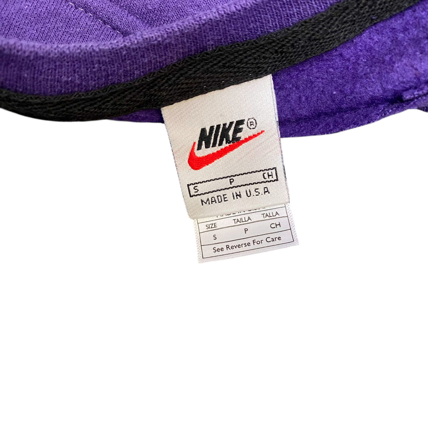 Nike Reworked Sweatshirt Mens Small Grey Purple Embroidered Spell Out Logo Y2K