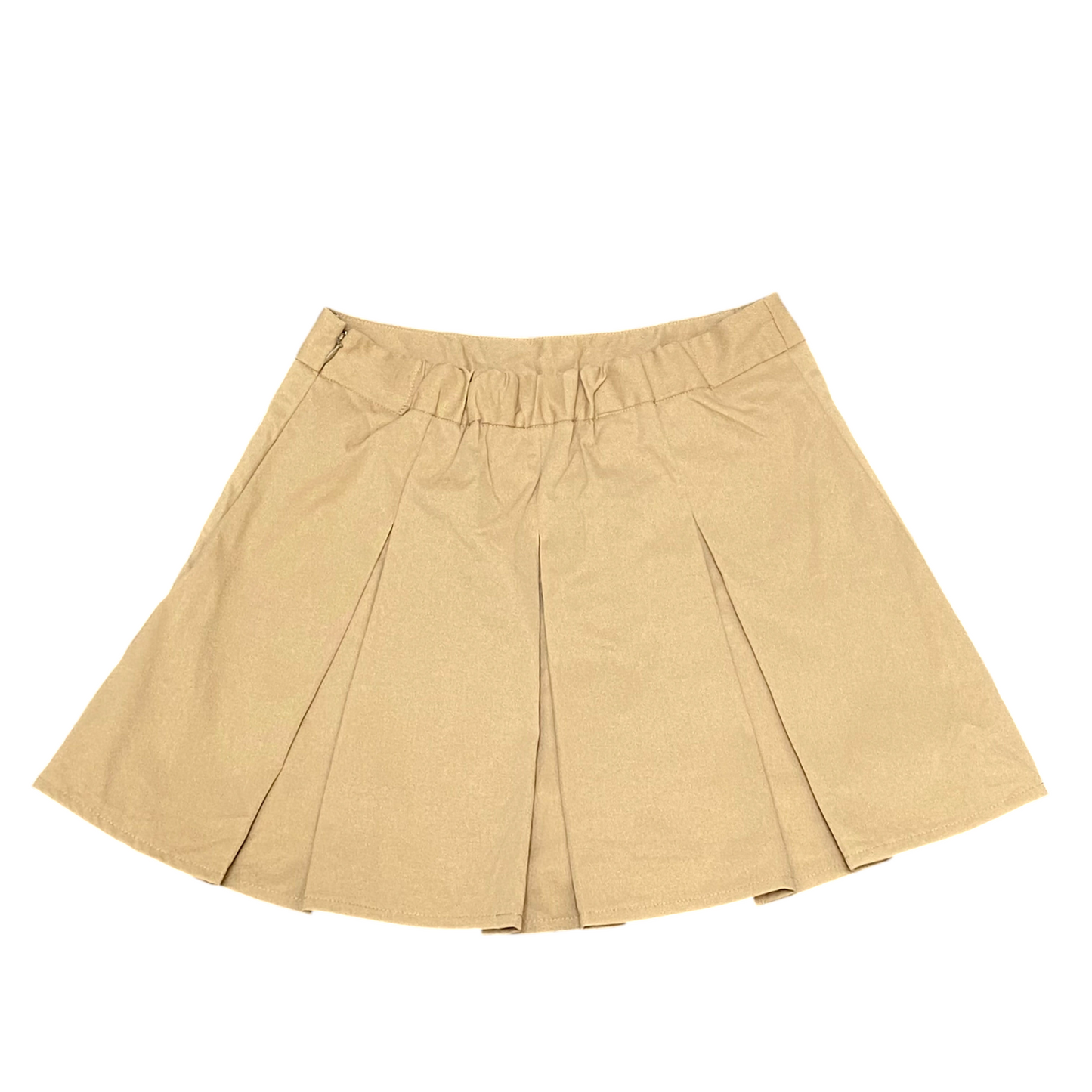 Womens Mini Tennis Skirt M Brown Solid Casual Pleated Elastic Waist Back Zipper