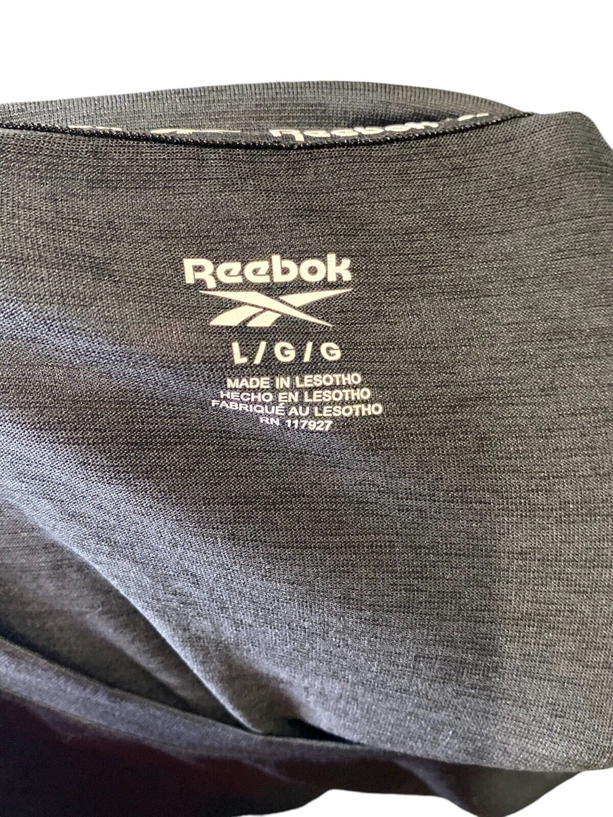 Reebook T-Shirt Men's Large Dark Grey Logo Short Sleeve Crew Neck Pullover Tee