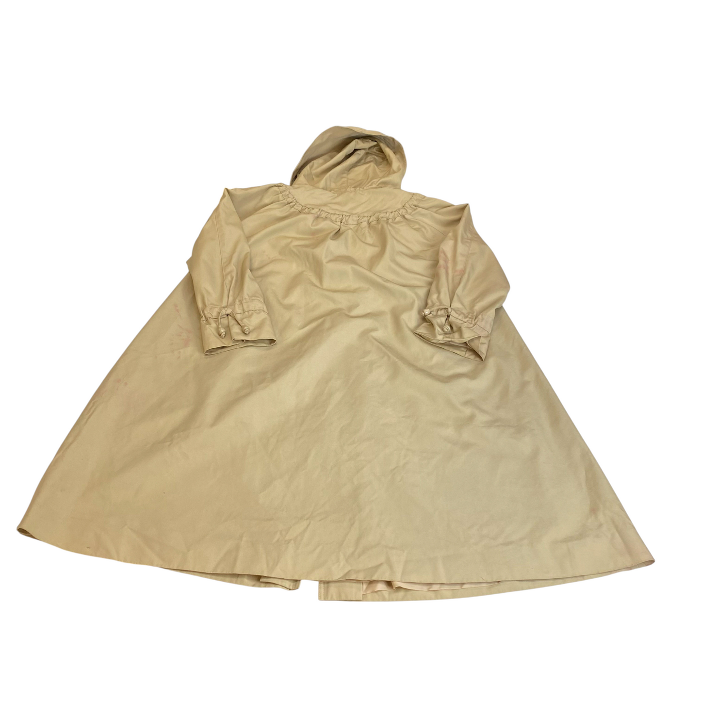 Trench Long Coat Womens L Cream Canvas Long Sleeve Button Front Casual Outdoor