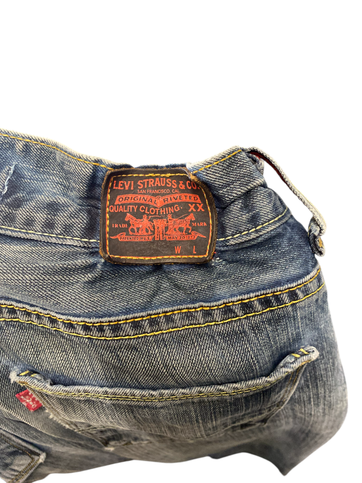 Levi's Jeans Mens 33W 35L Blue Denim Red Tab Straight Leg Faded 5 Pocket