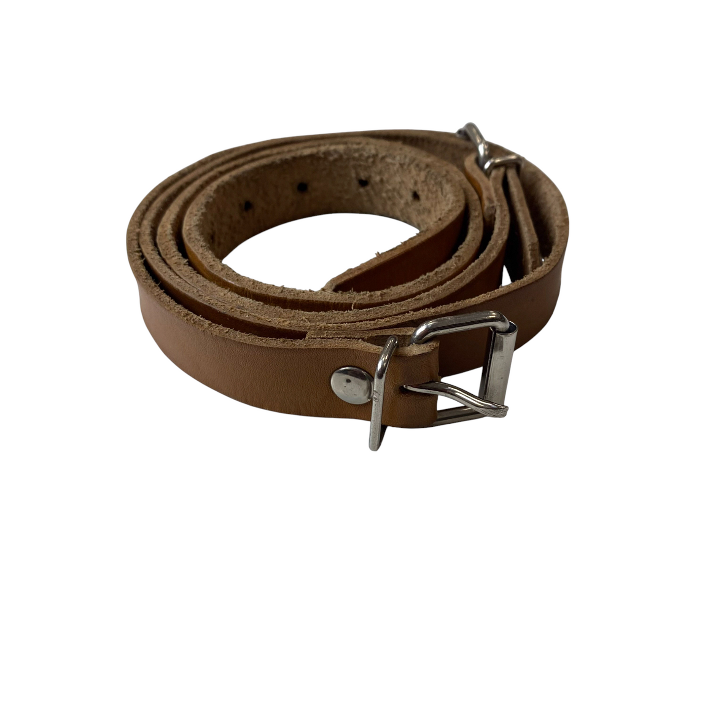 Set of 2 Waist Belt Mens Brown Leather Stainless Steel Roller Buckle Size 39 in