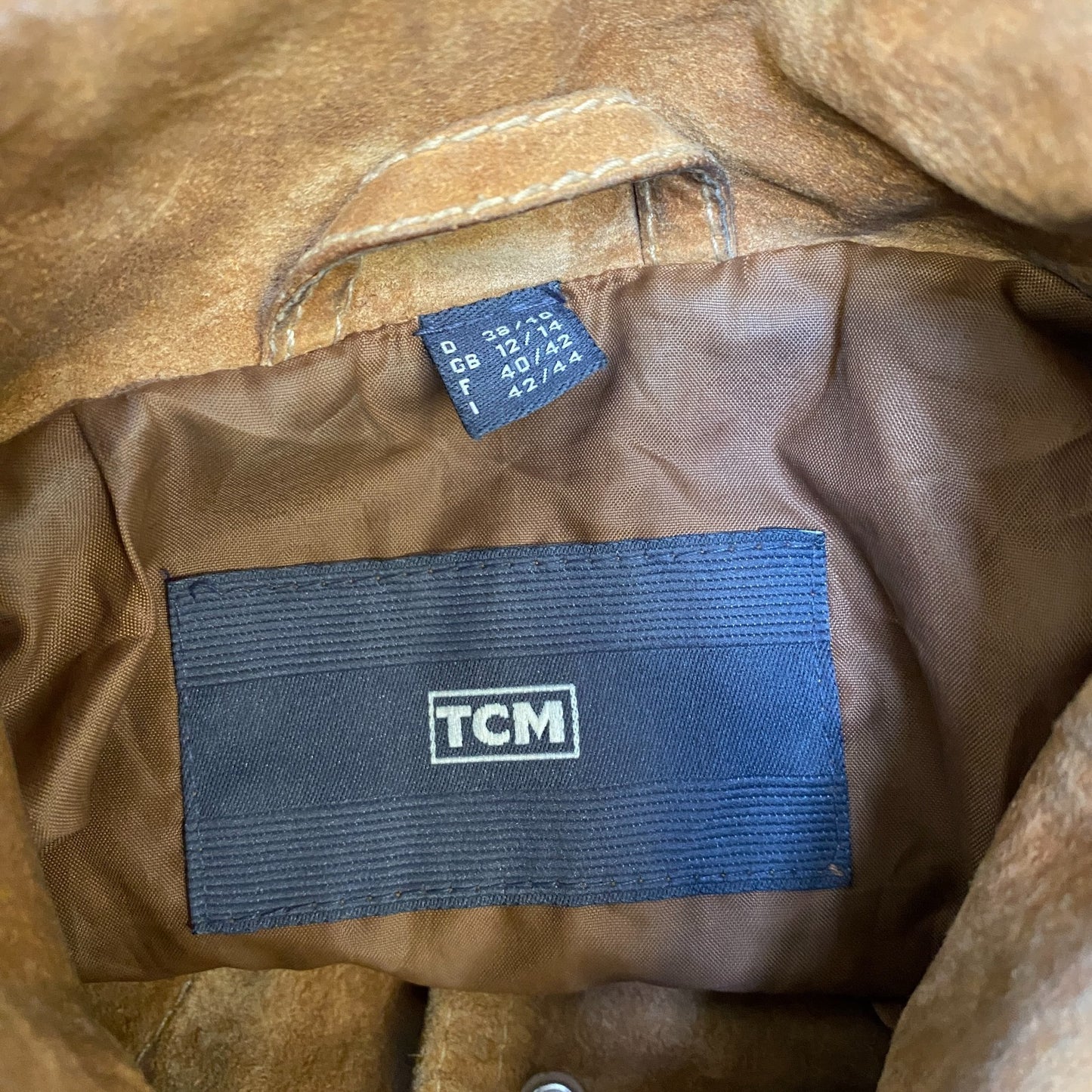 TCM Genuine Leather Blazer Jacket Women Medium Brown Lined Collared Button Front