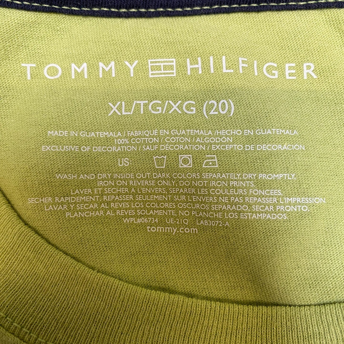 Tommy Hilfiger T-Shirt Womens XL Yellow MCMLXXXV 1985 Graphic Print Crewneck Tee