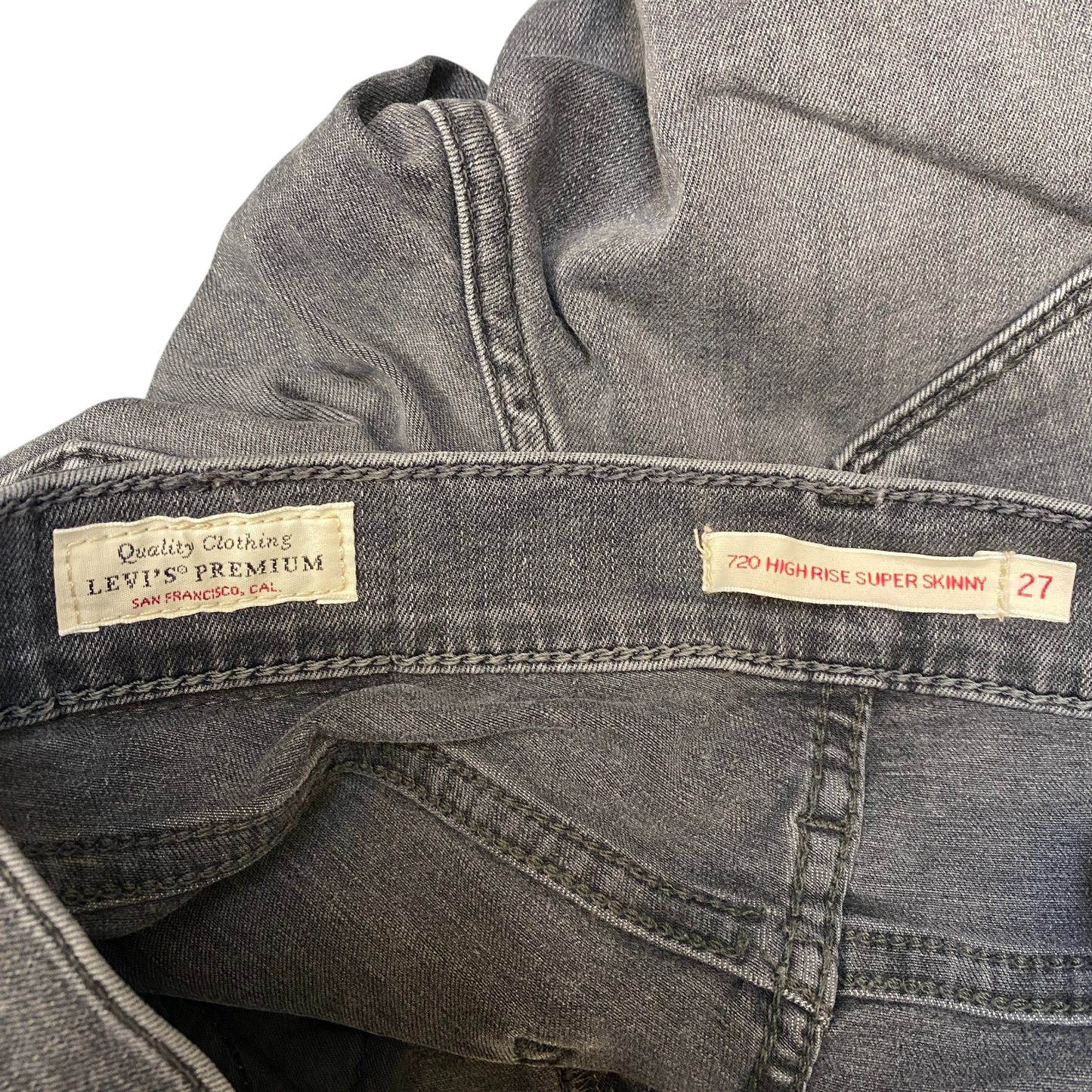 Levi's Jeans Womens 27" Waist Grey Denim Premium 720 High Rise Super Skinny Leg