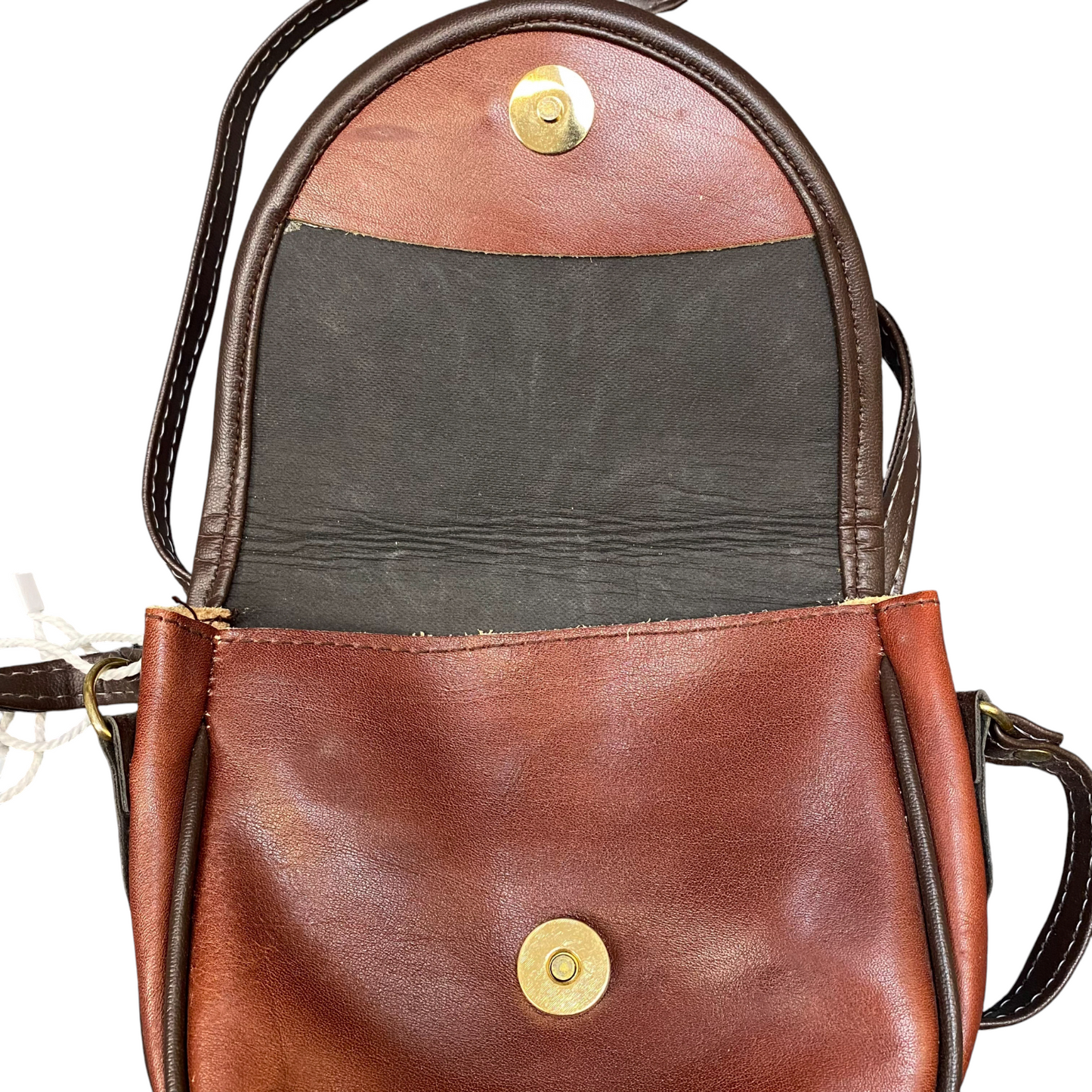 Womens Crossbody Bag Brown Leather Boho Hippie Southwestern Rare Buckle Closure