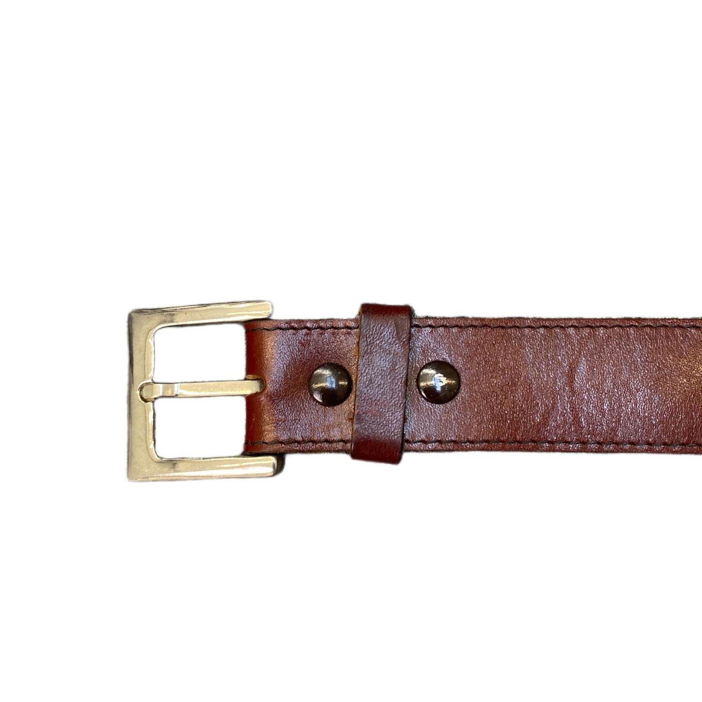 Waist Belt Mens Brown Leather Adjustable Gold Tone Pin Buckle 44.5 Inches