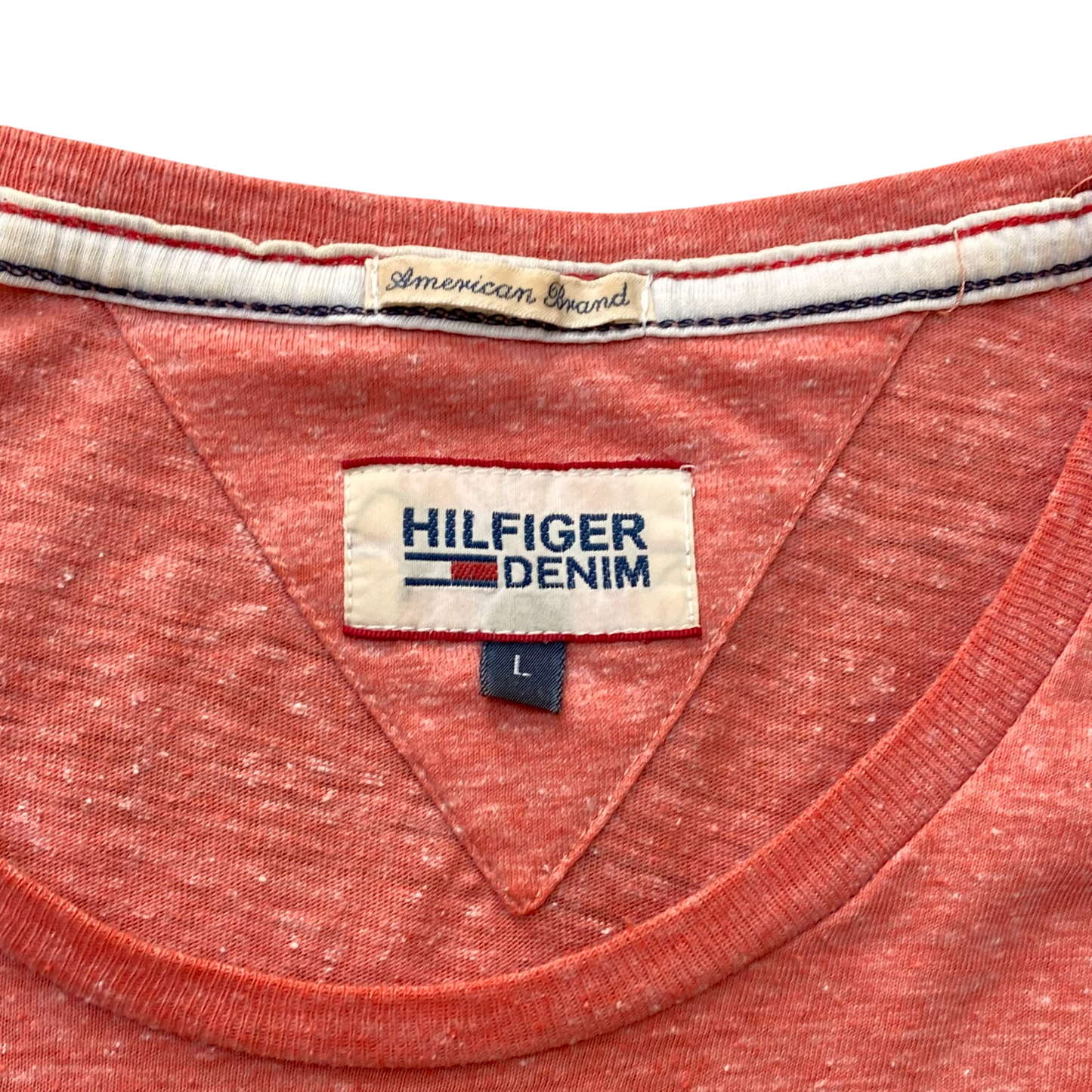 Hilfiger Denim T-Shirt Men Large Pink Short Sleeve Slim Fit Crewneck Casual Tee