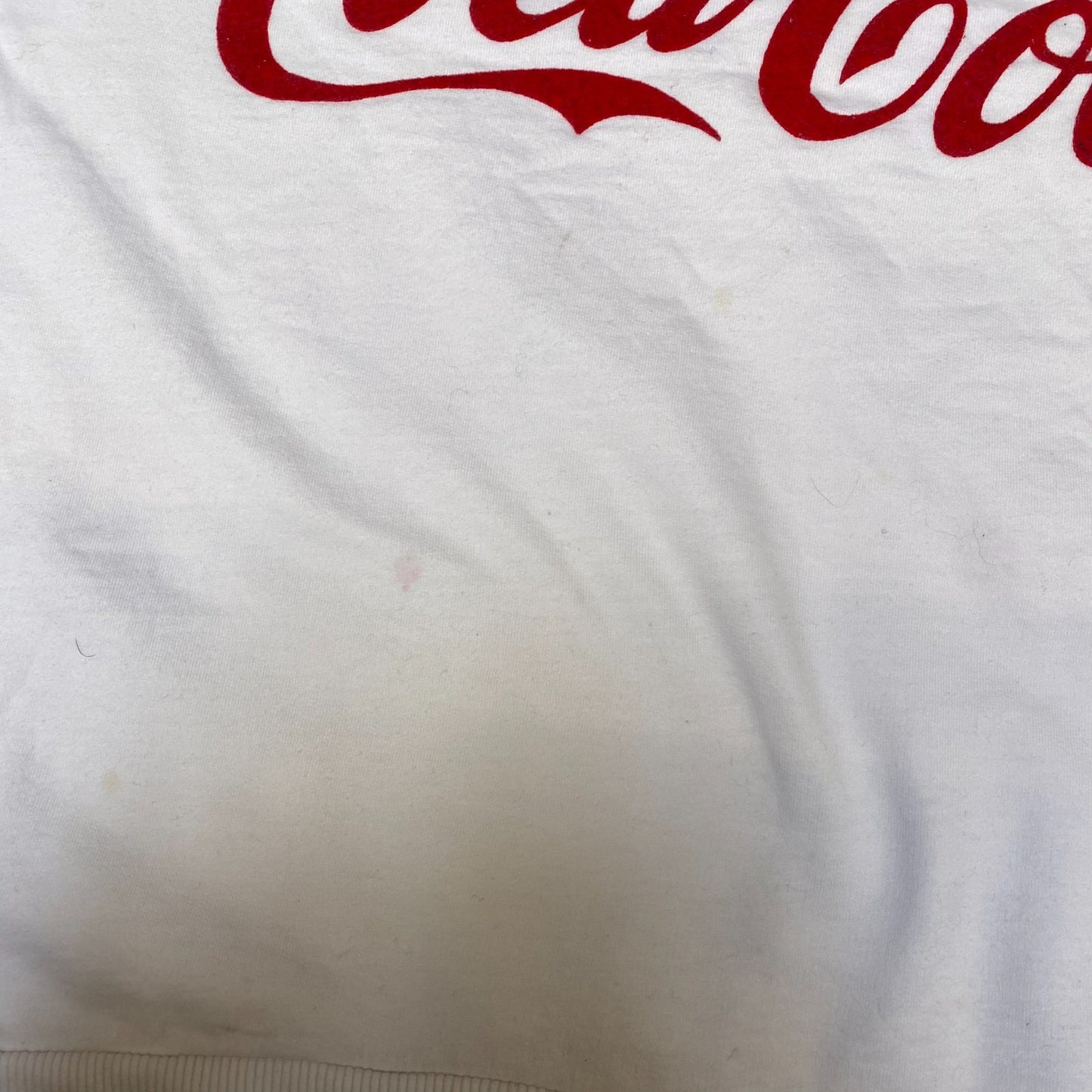 Coca-Cola Sweatshirt Womens Medium White Big Graphic Logo Crew Neck Pullover