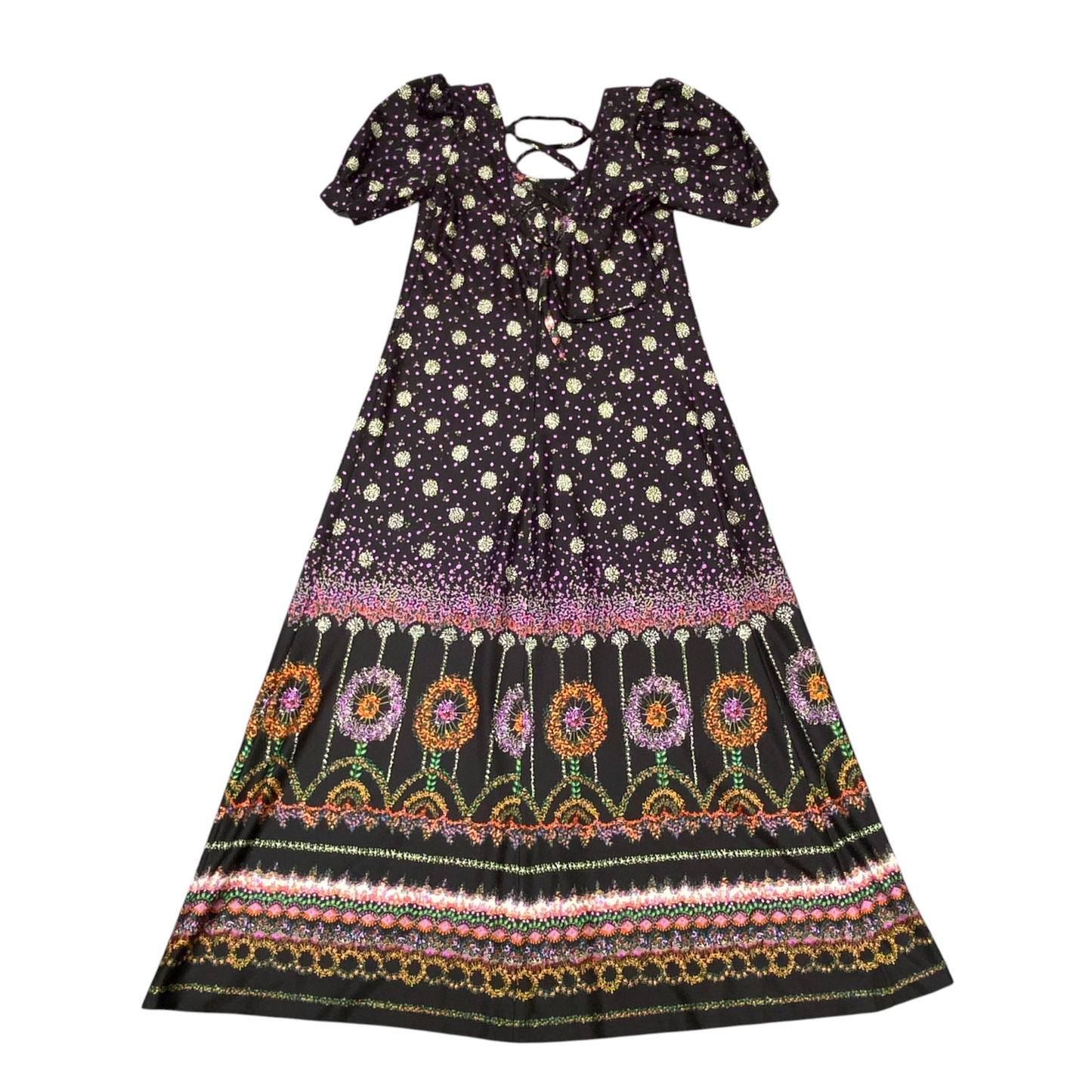 Long Maxi Dress Womens S Multi Polka Dot Short Sleeve Criss Cross Back Outdoor