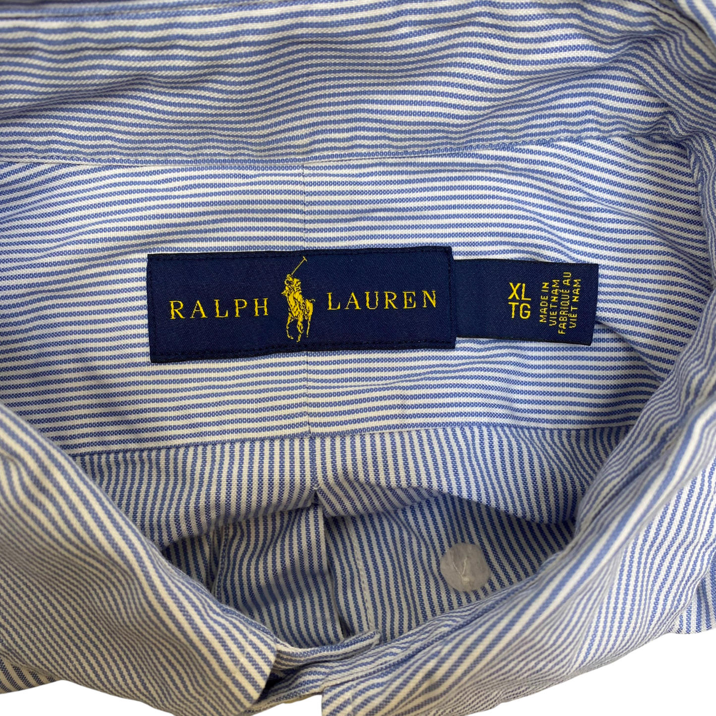 Ralph Lauren Shirt Mens XL Blue Striped Long Sleeve Pony Logo Button Down