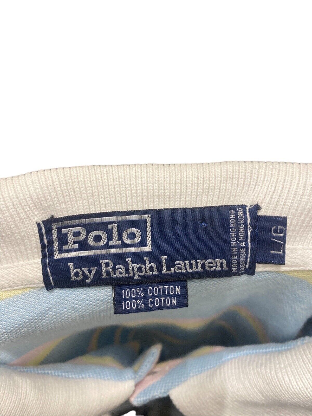 Ralph Lauren Polo Shirt Yellow And Blue Stripes Womens L