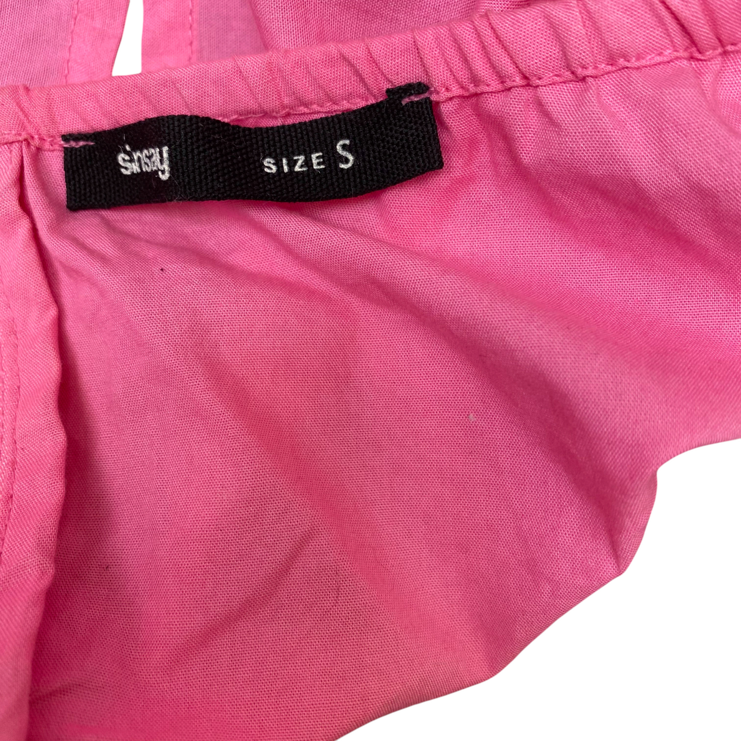 Cropped Top Womens S Pink Casual Short Sleeve V-Neck Back Zip Comfort Outdoor